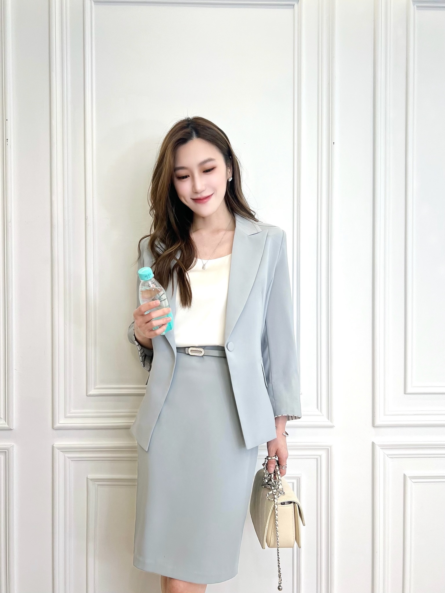 (好身形必備!)夏季10色修身窄裙-藍綠