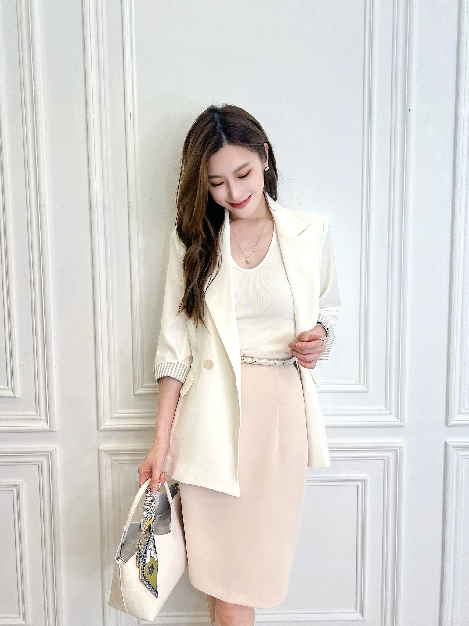 (好身形必備!)夏季10色修身窄裙-米