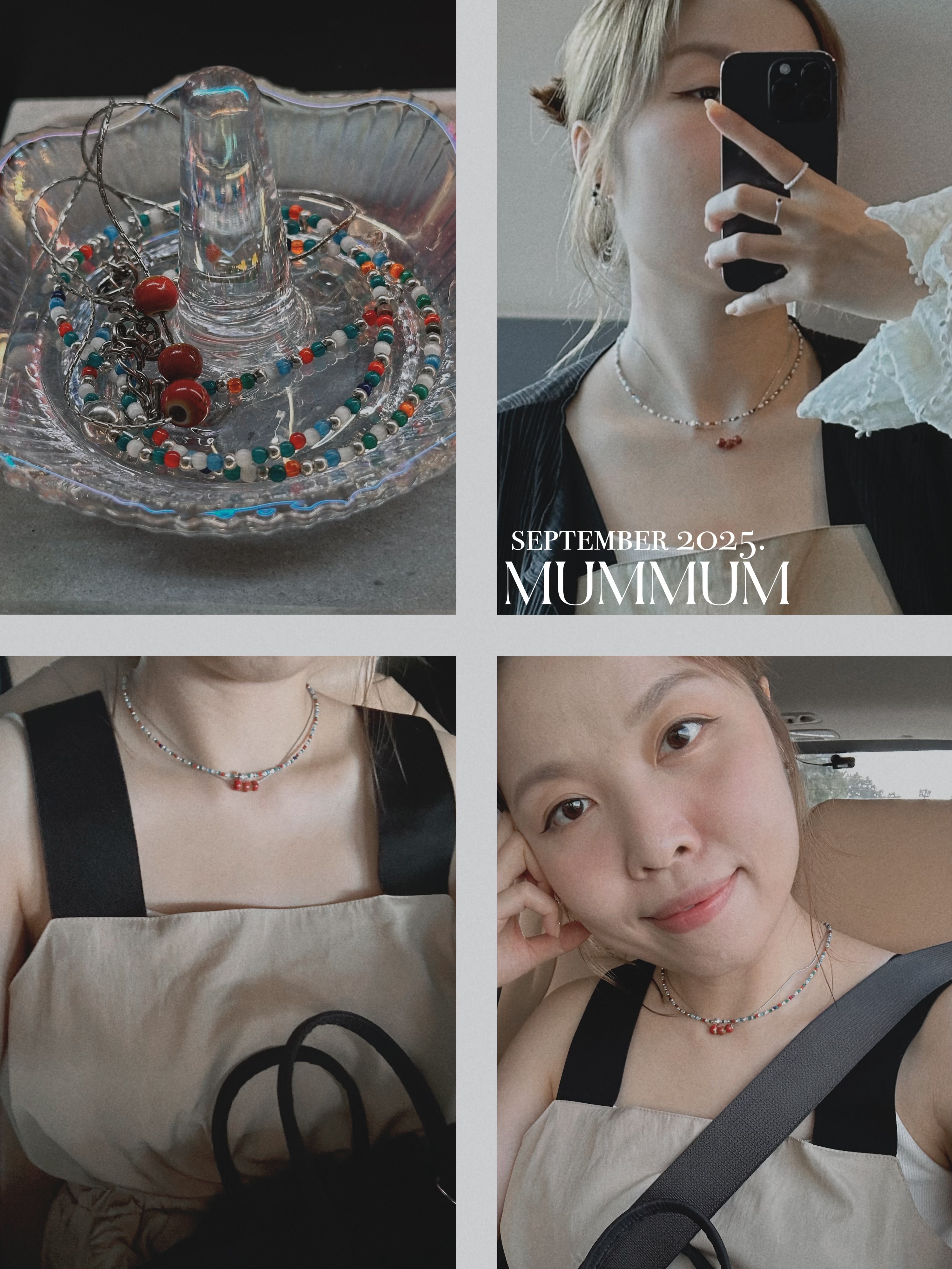 Sl1204/韓國訂製彩珠貓眼頸鏈