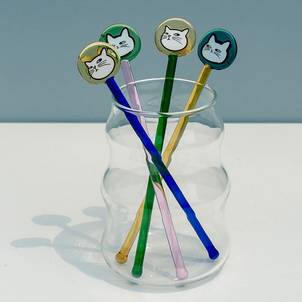 貓貓臉玻璃攪拌棒┃共四款