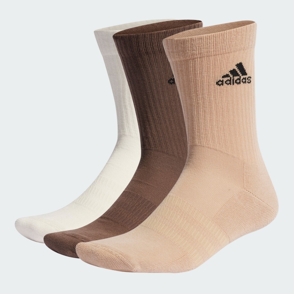 ADIDAS SOCKS 大地色 咖啡 卡其 白 中筒襪 三雙一組 運動 IC1315