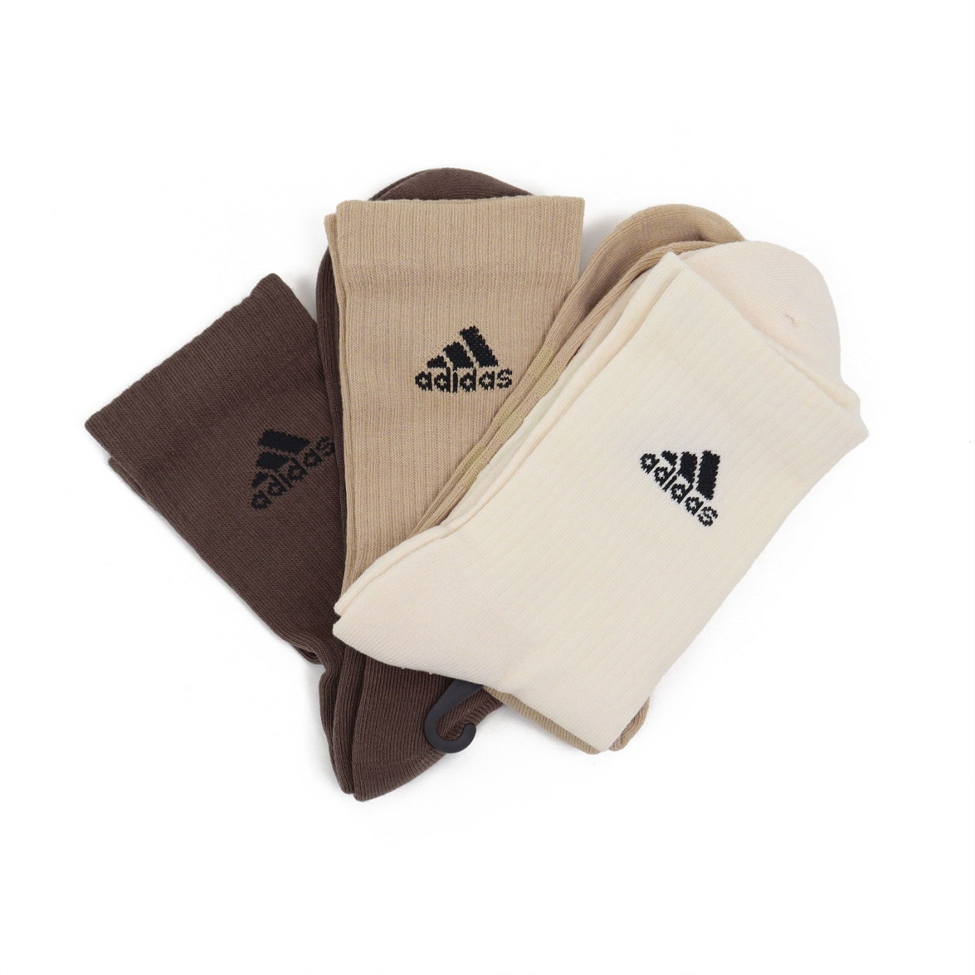ADIDAS SOCKS 大地色 咖啡 卡其 白 中筒襪 三雙一組 運動 IC1315