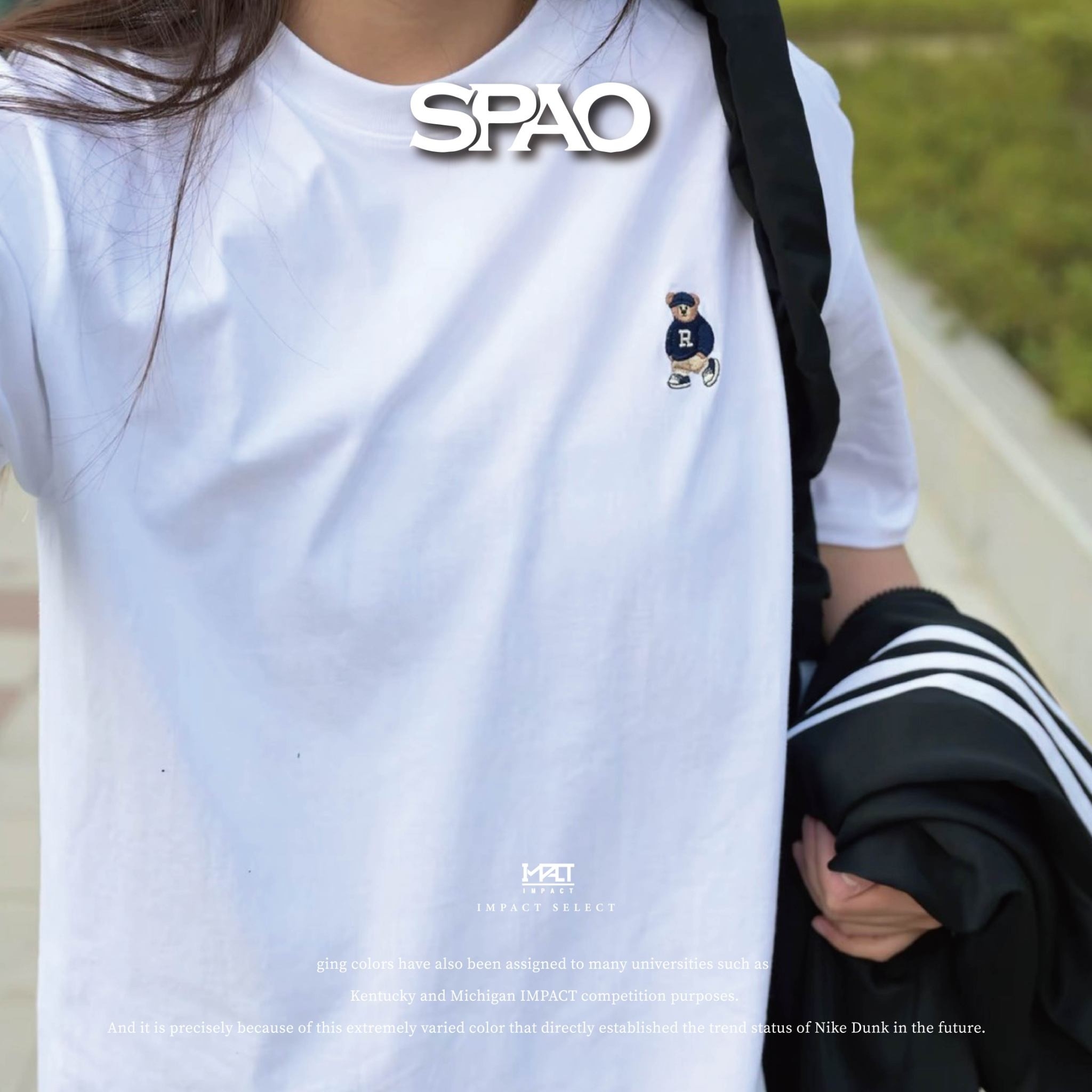 SPAO x WOODIE 韓國 小熊刺繡 棉T 黑白 兩色一組 SPRPF23C80