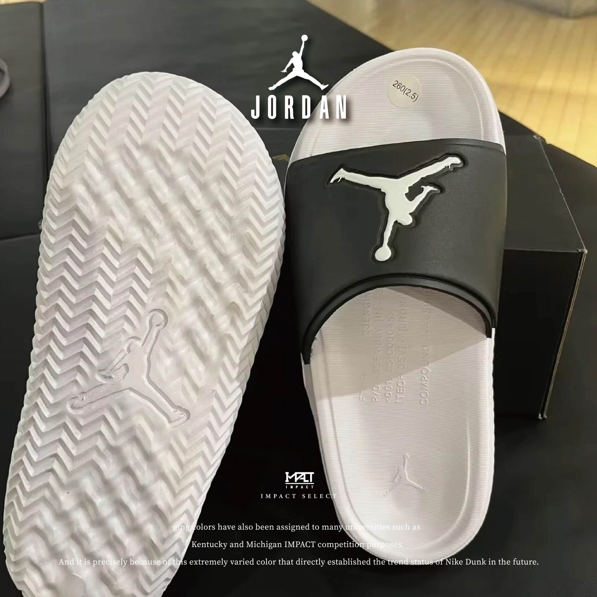 Nike  Jordan Jumpman GS 大童拖鞋 女鞋 黑白 拖鞋 FQ1597-010