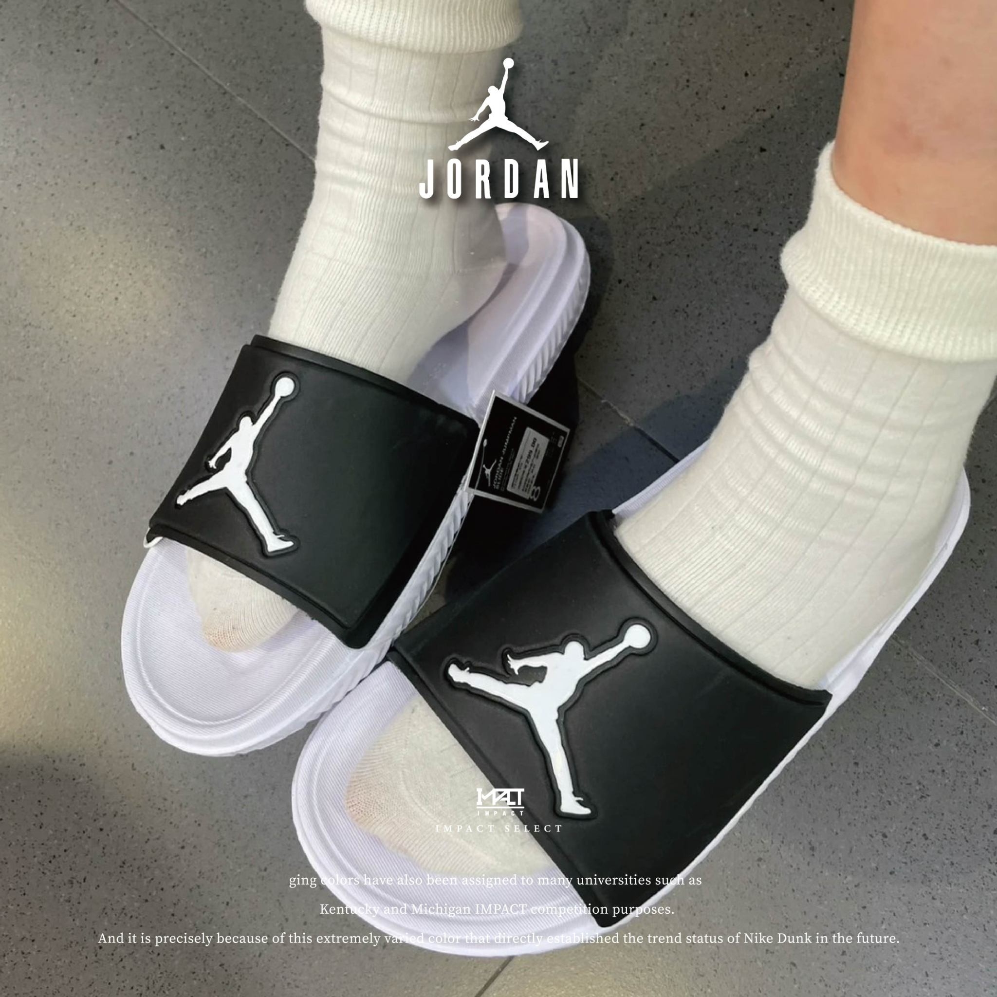 Nike  Jordan Jumpman GS 大童拖鞋 女鞋 黑白 拖鞋 FQ1597-010