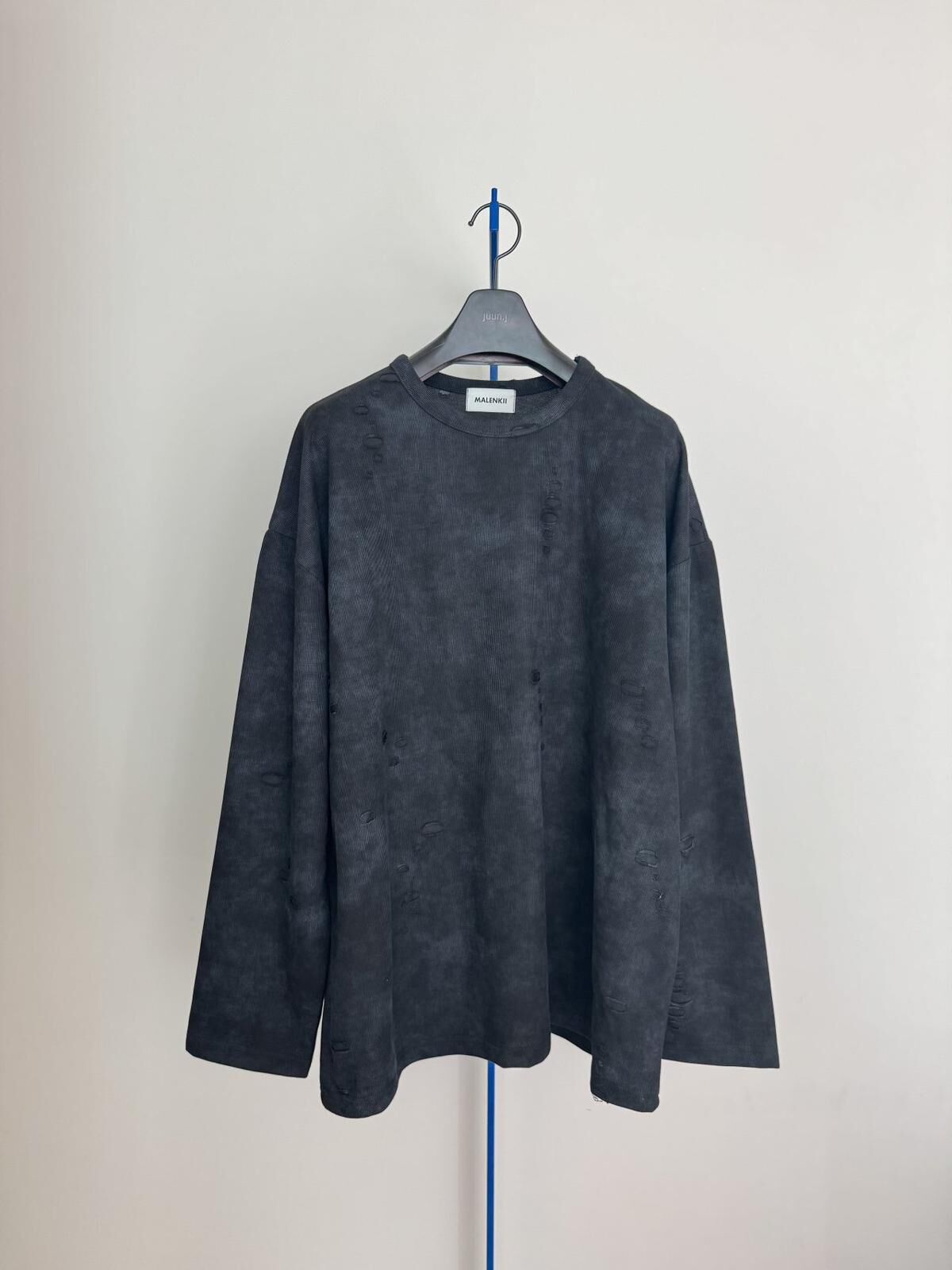 仿污破洞長袖衫 MALENKII-170T