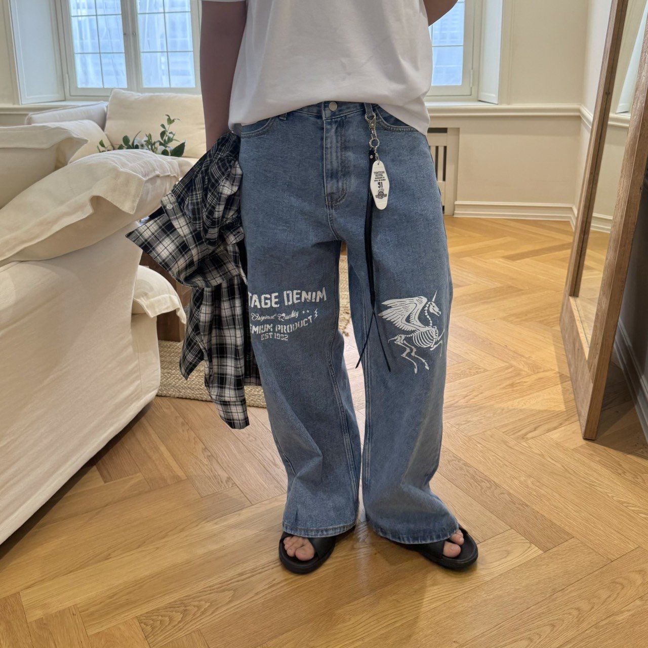 圖案鬆身牛仔褲 BY-421P