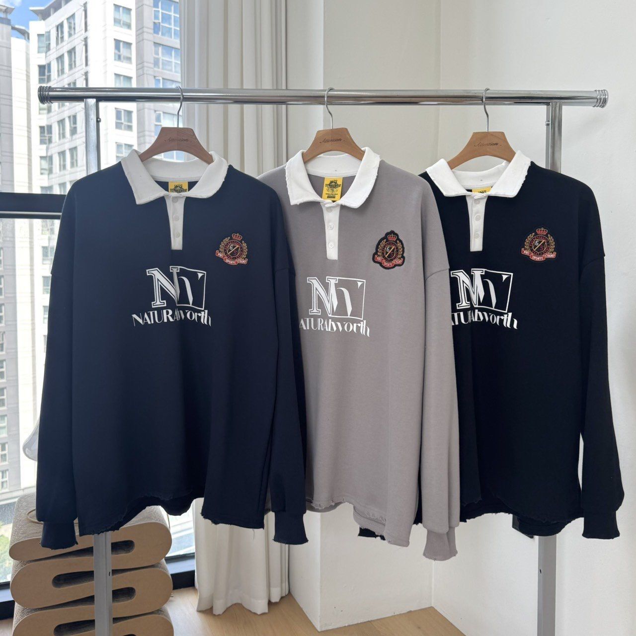 英文字長袖PoloTee BY-427T