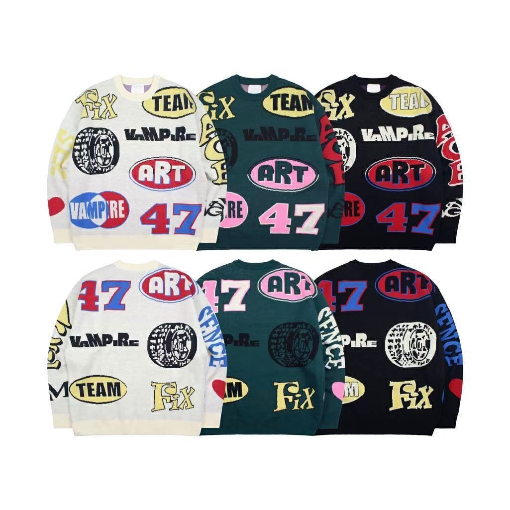 圓領英文字針織衫 T5805