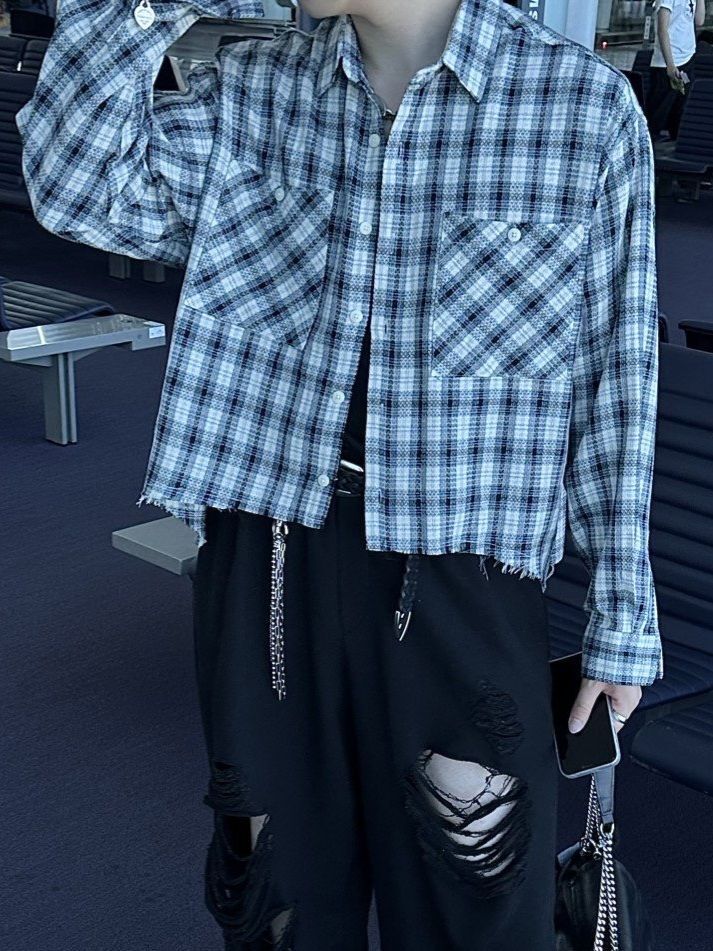 格仔長袖恤衫 C_y-114S