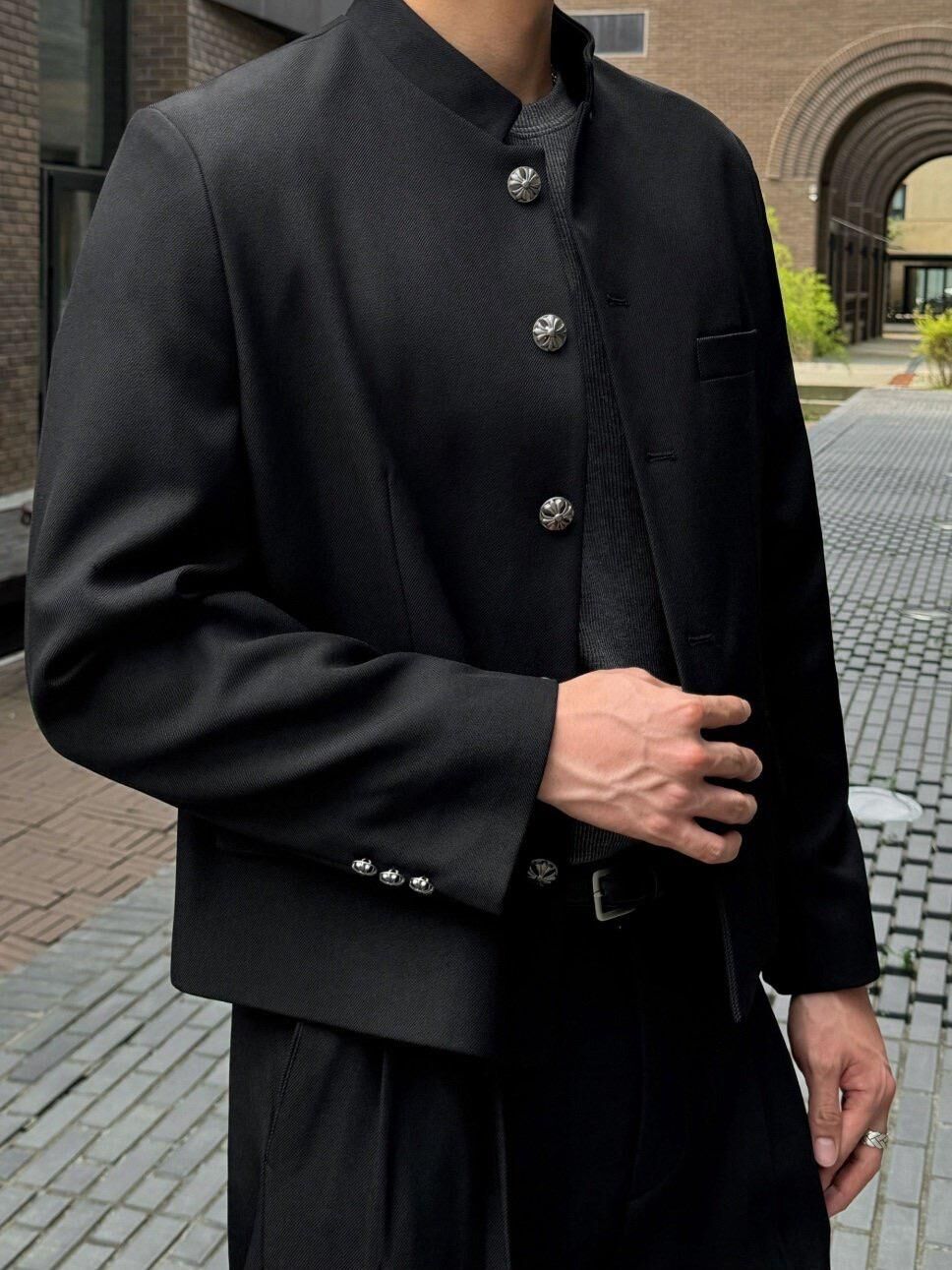 淨色企領短身西裝褸 C_y-122JK