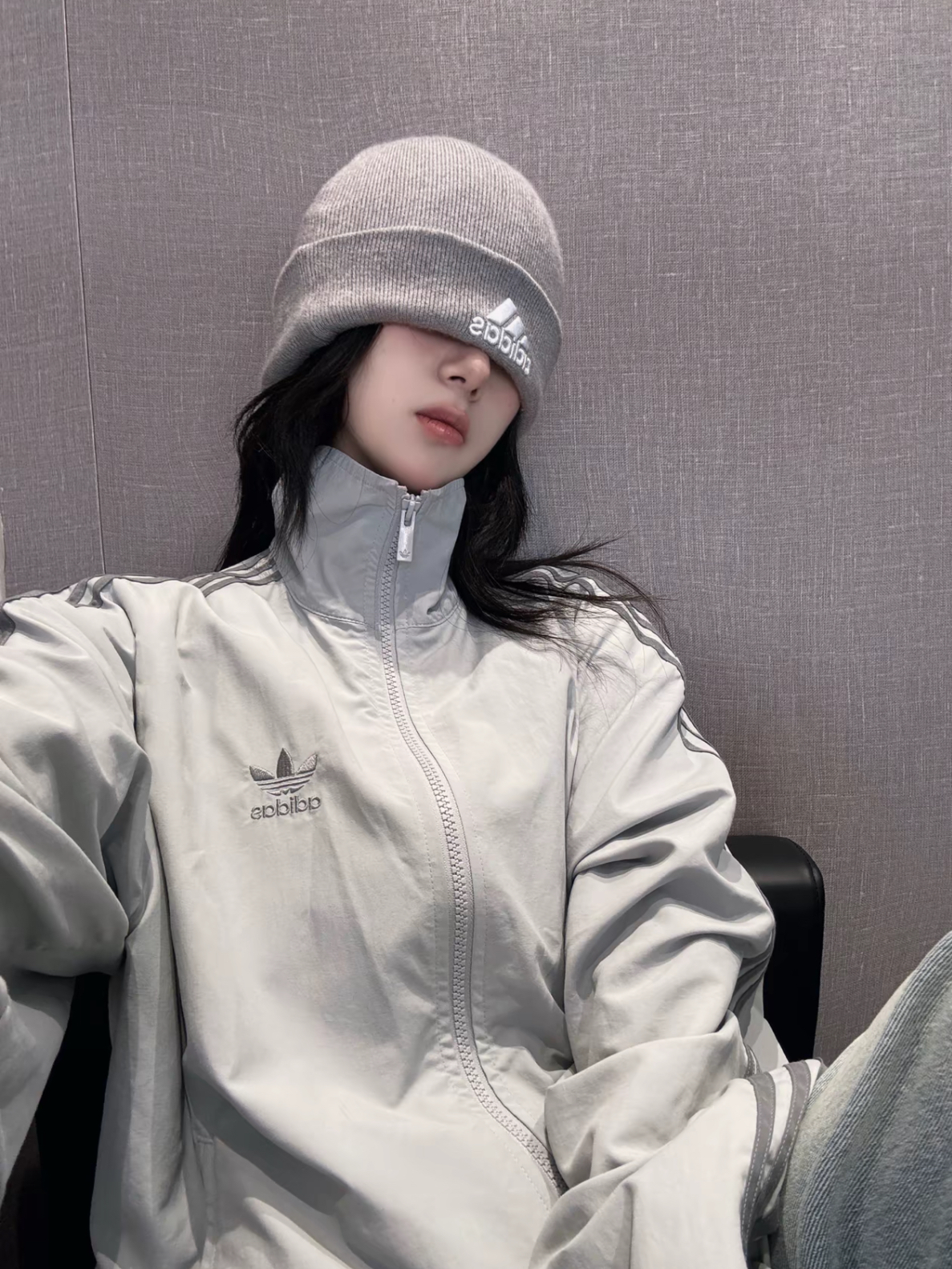 ADIDAS ORIGINALS 休閒 立領 灰色 格雷系 外套