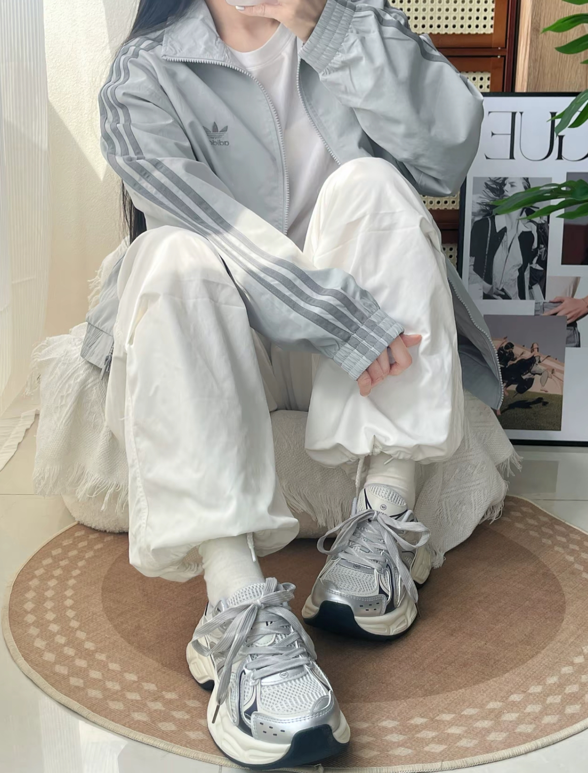 ADIDAS ORIGINALS 休閒 立領 灰色 格雷系 外套