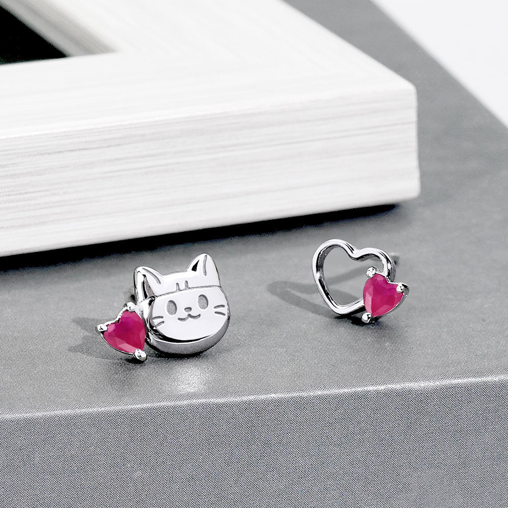 Story+聯名系列 - I.Love喵喵不對稱純銀耳環