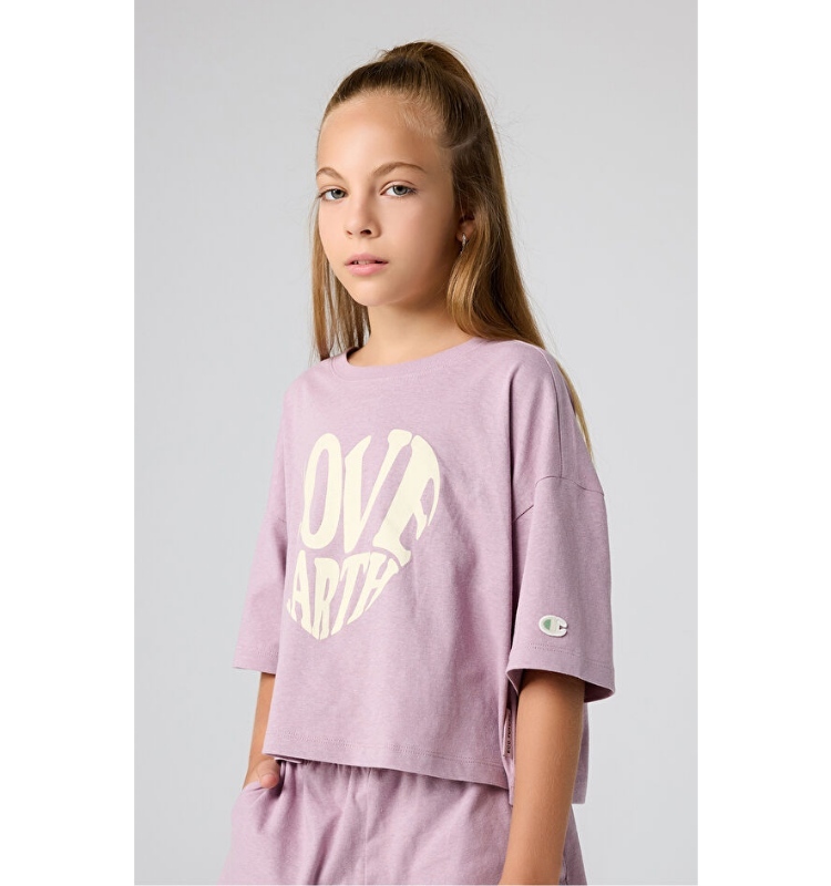 童款-【ECO 愛地球系列】愛地球 印花 寬短 上衣-紫色（404971-PS162）