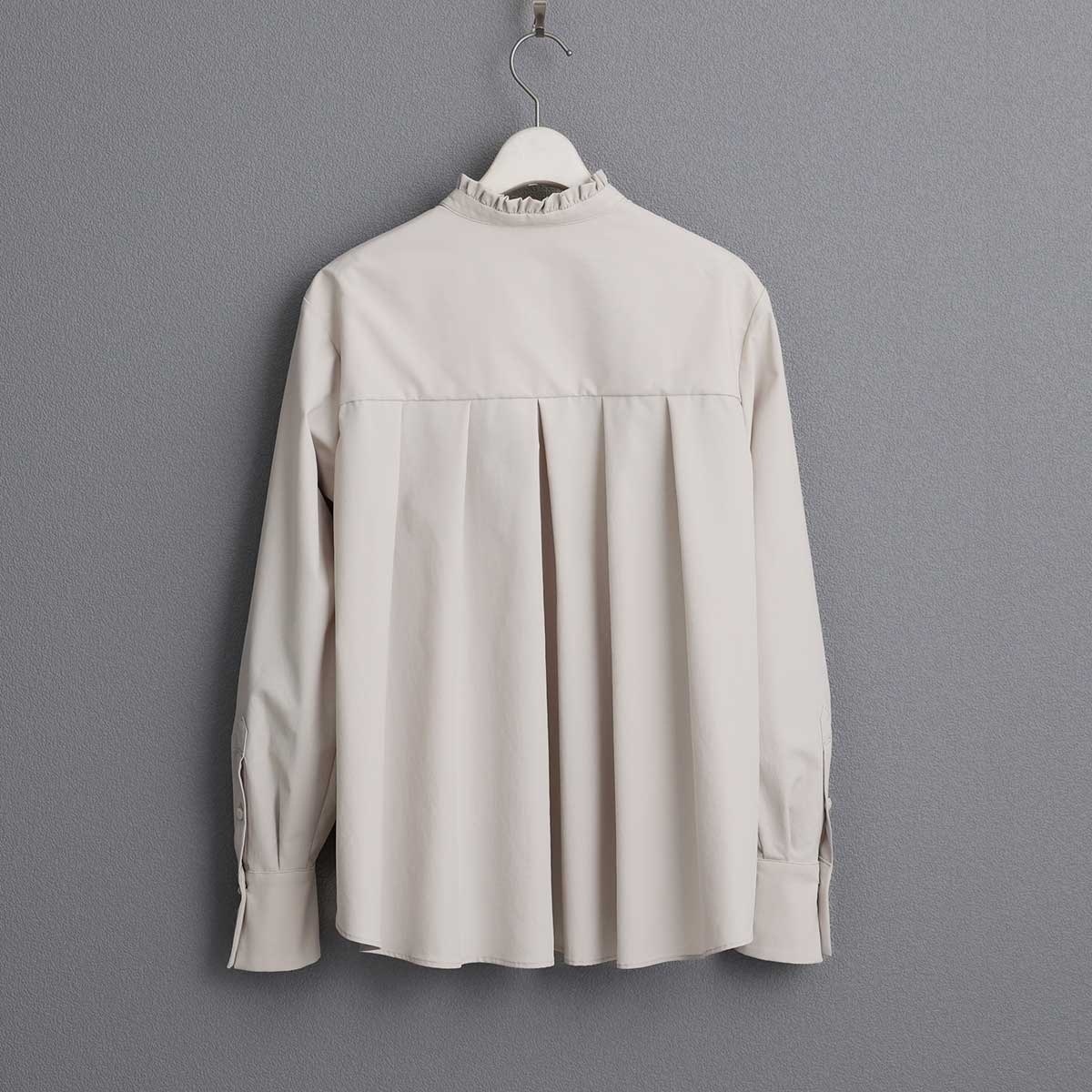 科技素材荷葉邊襯衫（米）