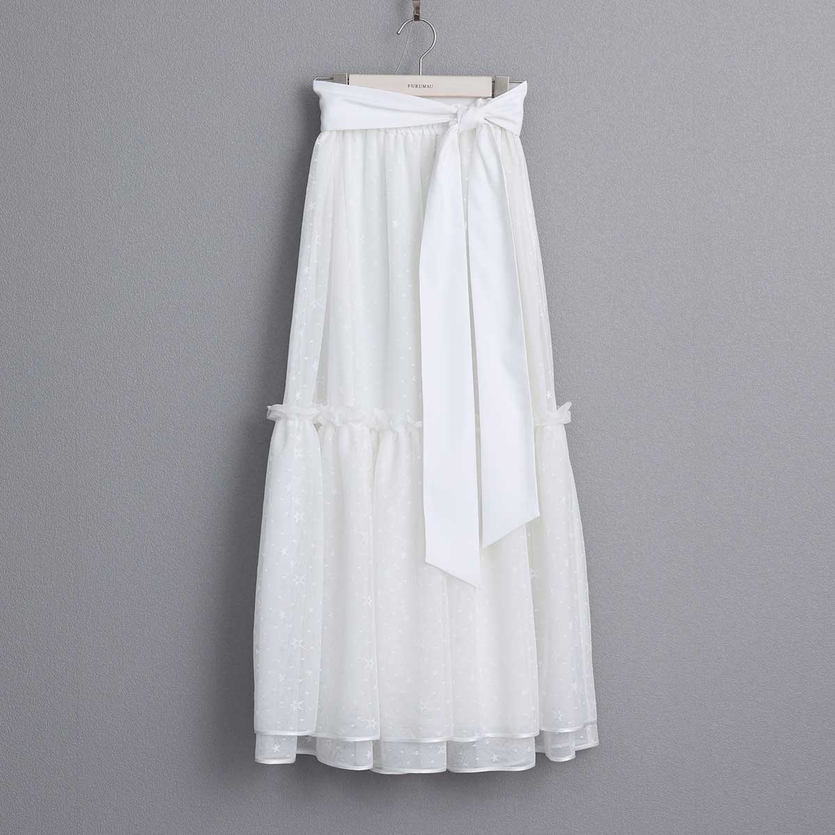 細緻薄紗星星裙（白）
