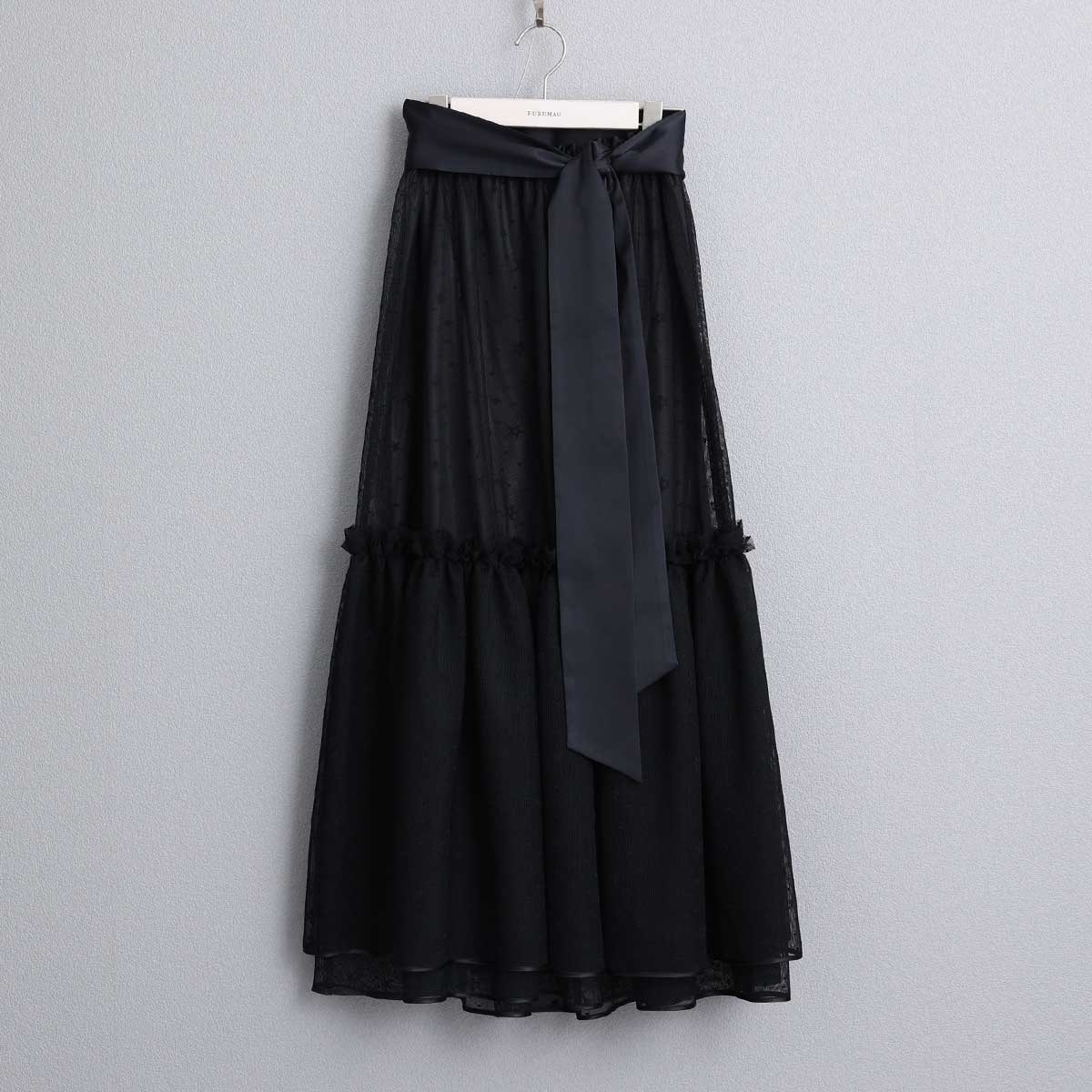 細緻薄紗星星裙（黑）