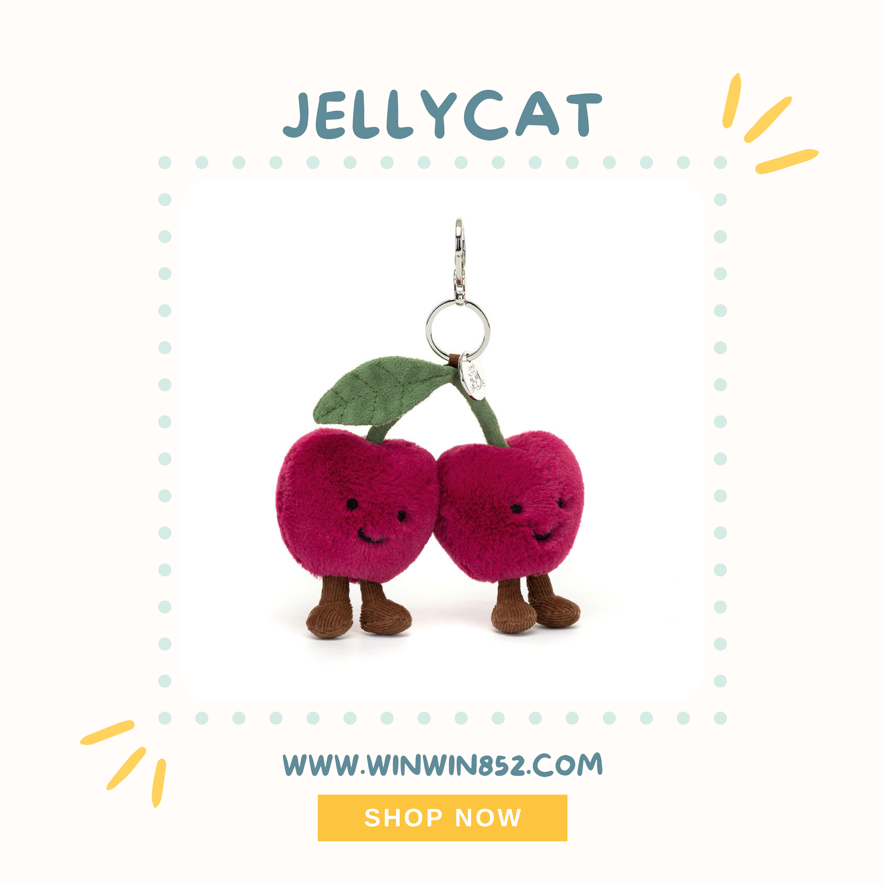 Jellycat Amuseables Cherries Bag Charm