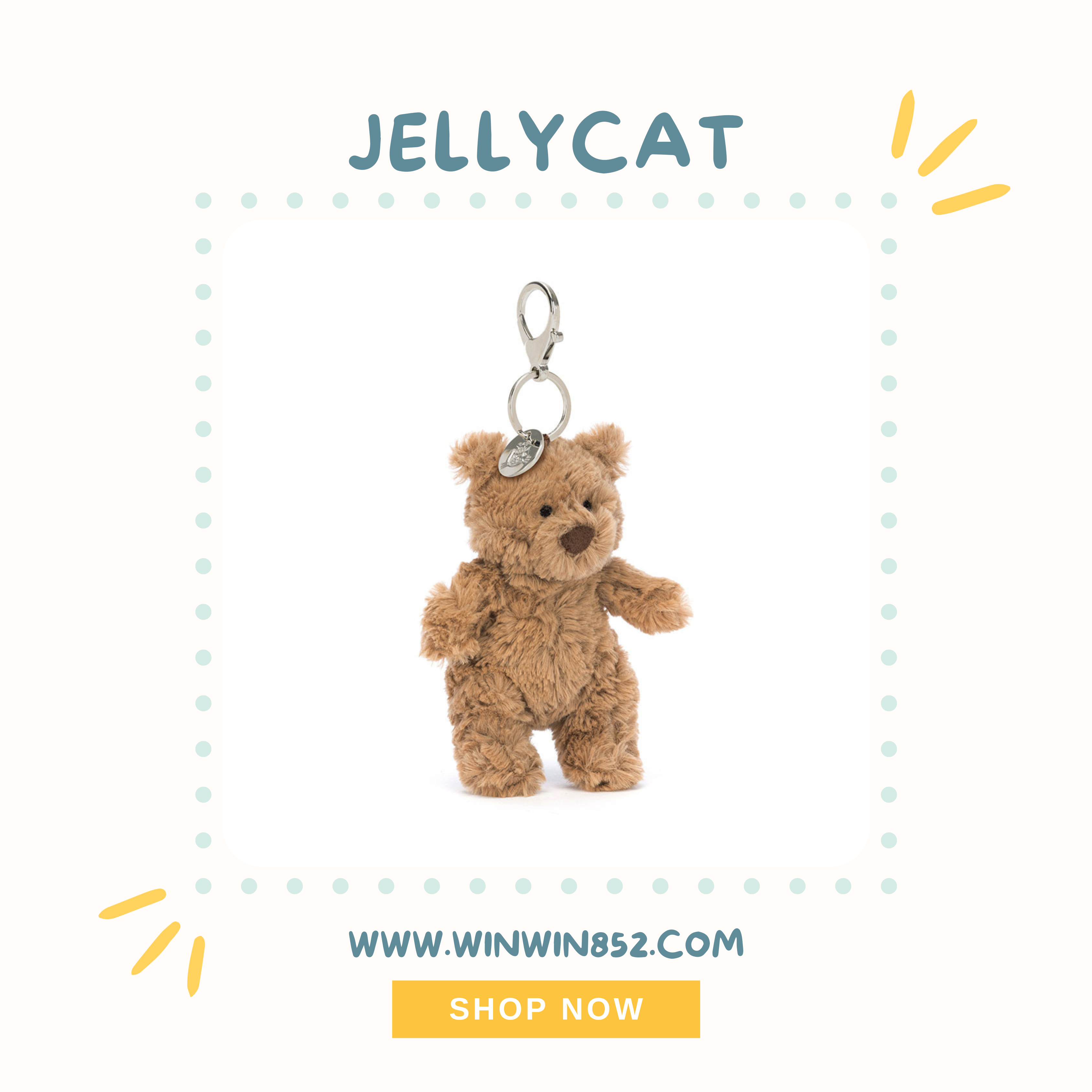 Jellycat Bartholomew Bear Bag Charm