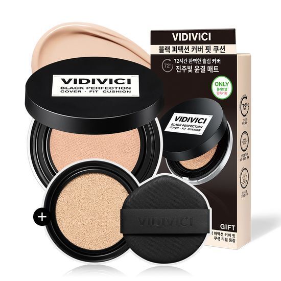 [30/11 - 14/12] VIDIVICI Black Perfection Cover Fit Cushion SPF40 PA++ 15g [Olive Young with Refill Planning Set]
