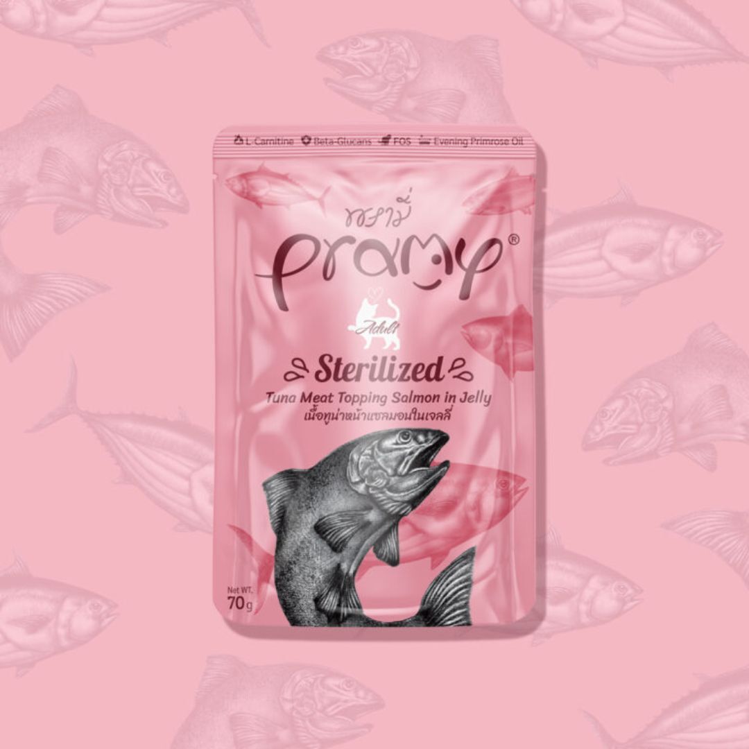 Pramy 功能性啫喱成貓濕糧包 - 高級吞拿魚+三文魚 (絕育配方) 70g (Exp: Apr-2027)
