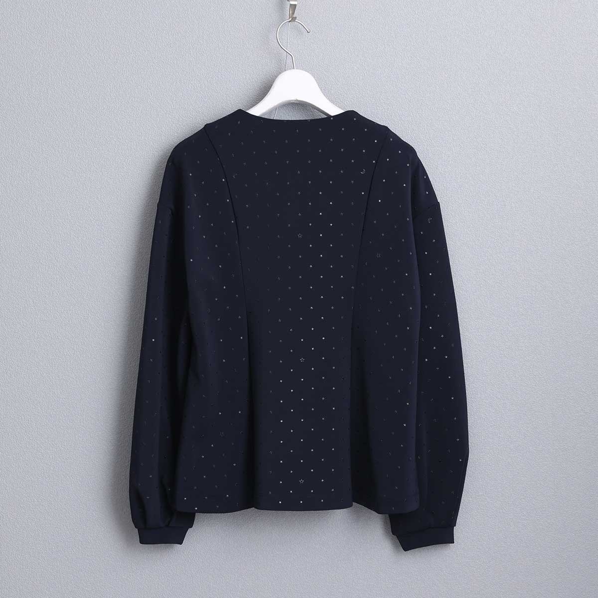 V領星柄太空棉開襟衫（藍）