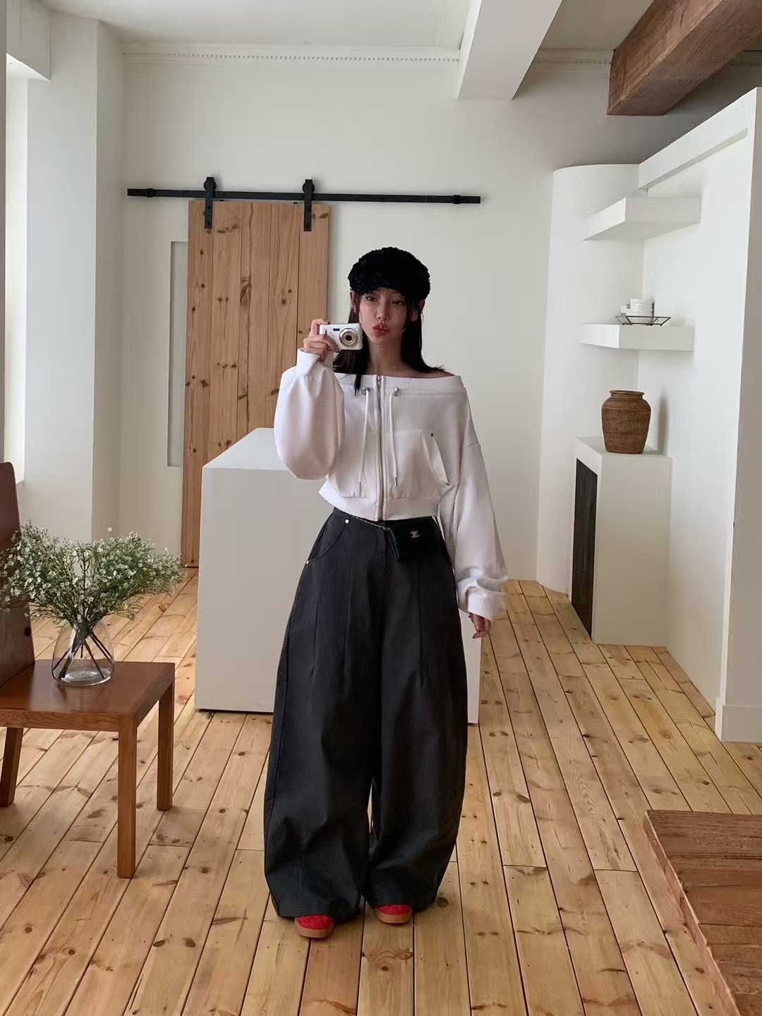 寬褲管休閒長褲