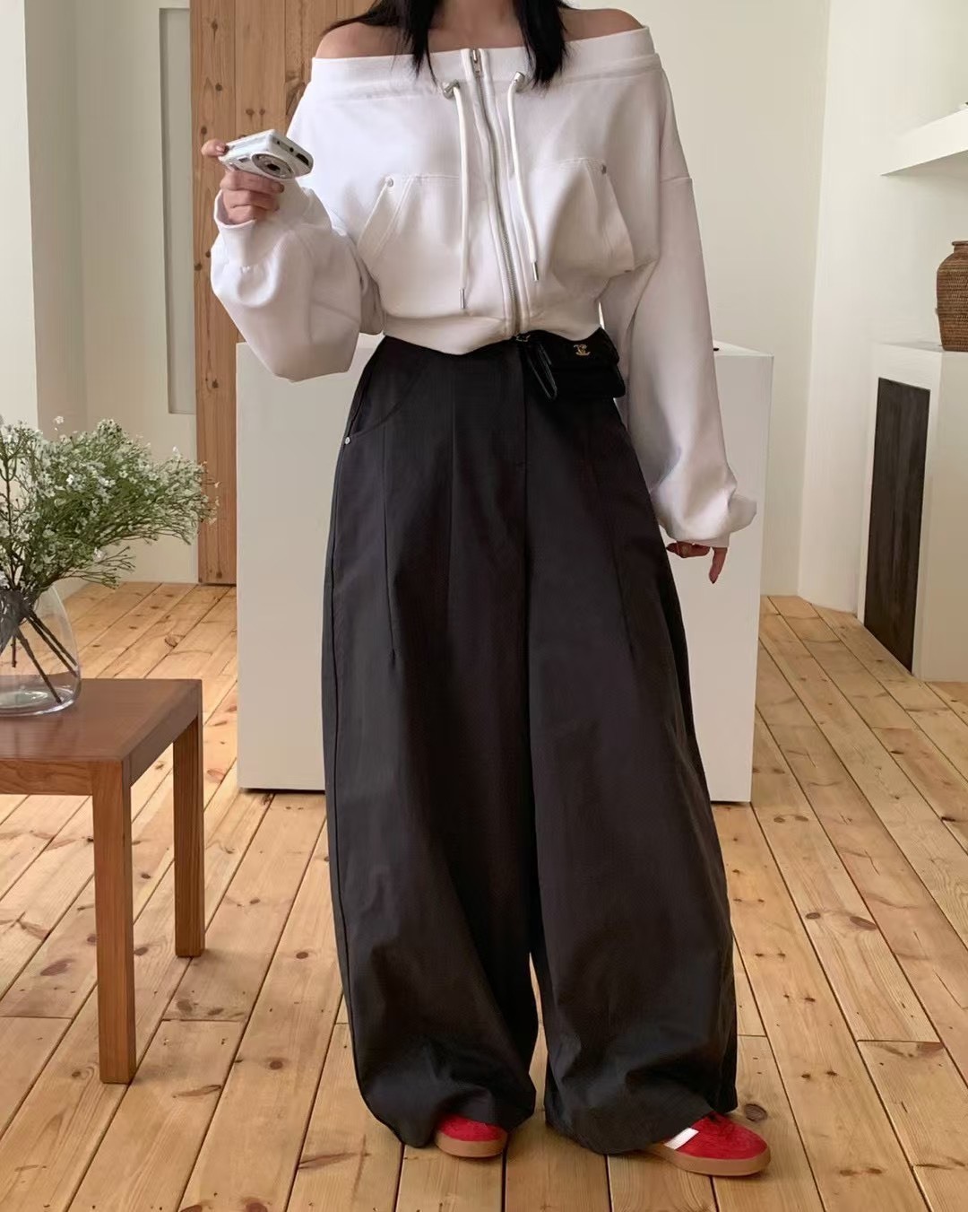 寬褲管休閒長褲