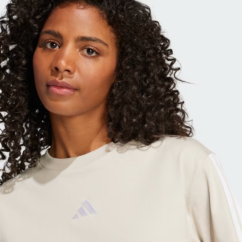 Adidas - 女裝 ESSENTIALS 3條紋棉質寬鬆T恤 JE1204