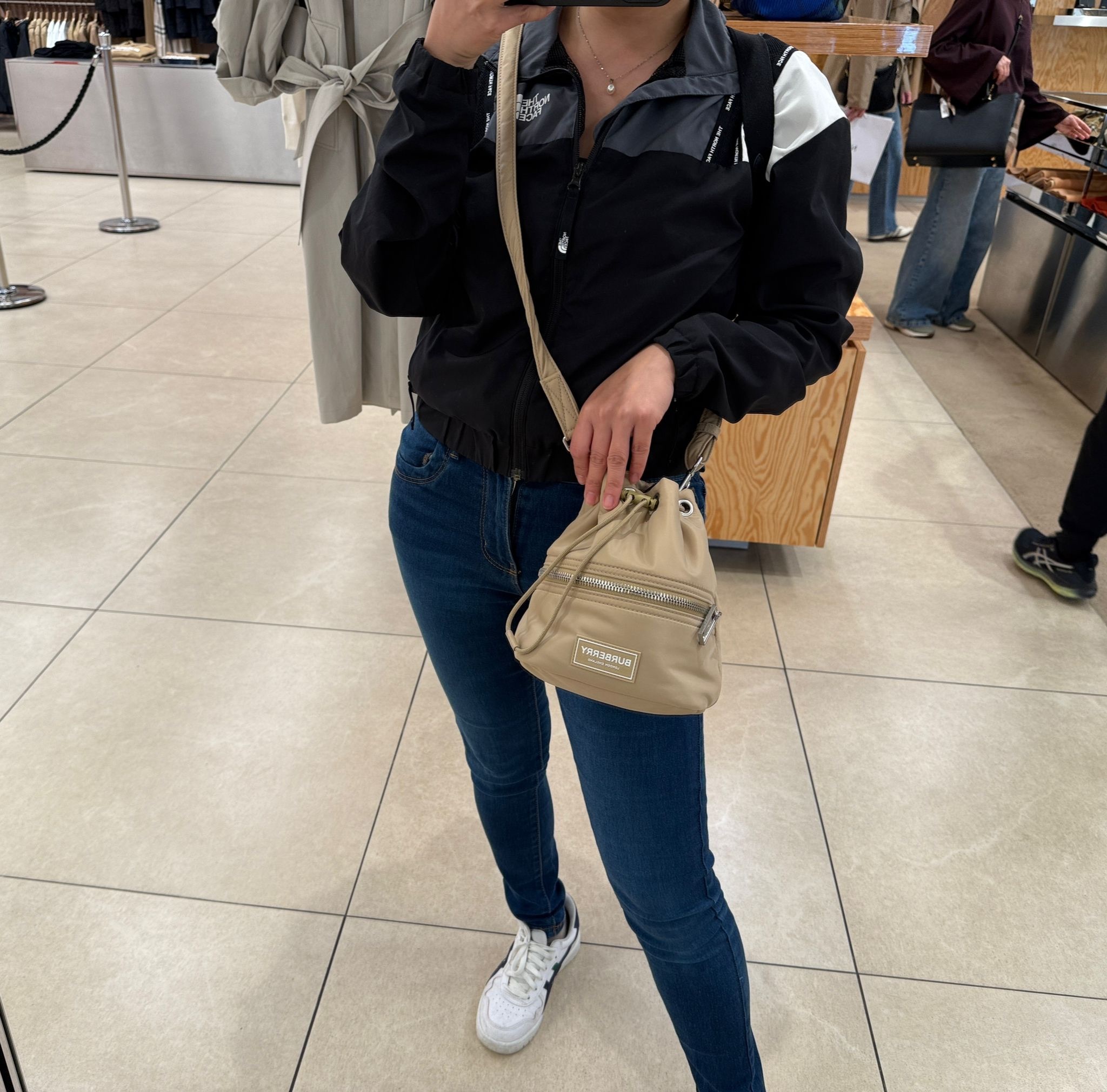 Burberry Ryle Nylon Bucket Bag Gold Honey