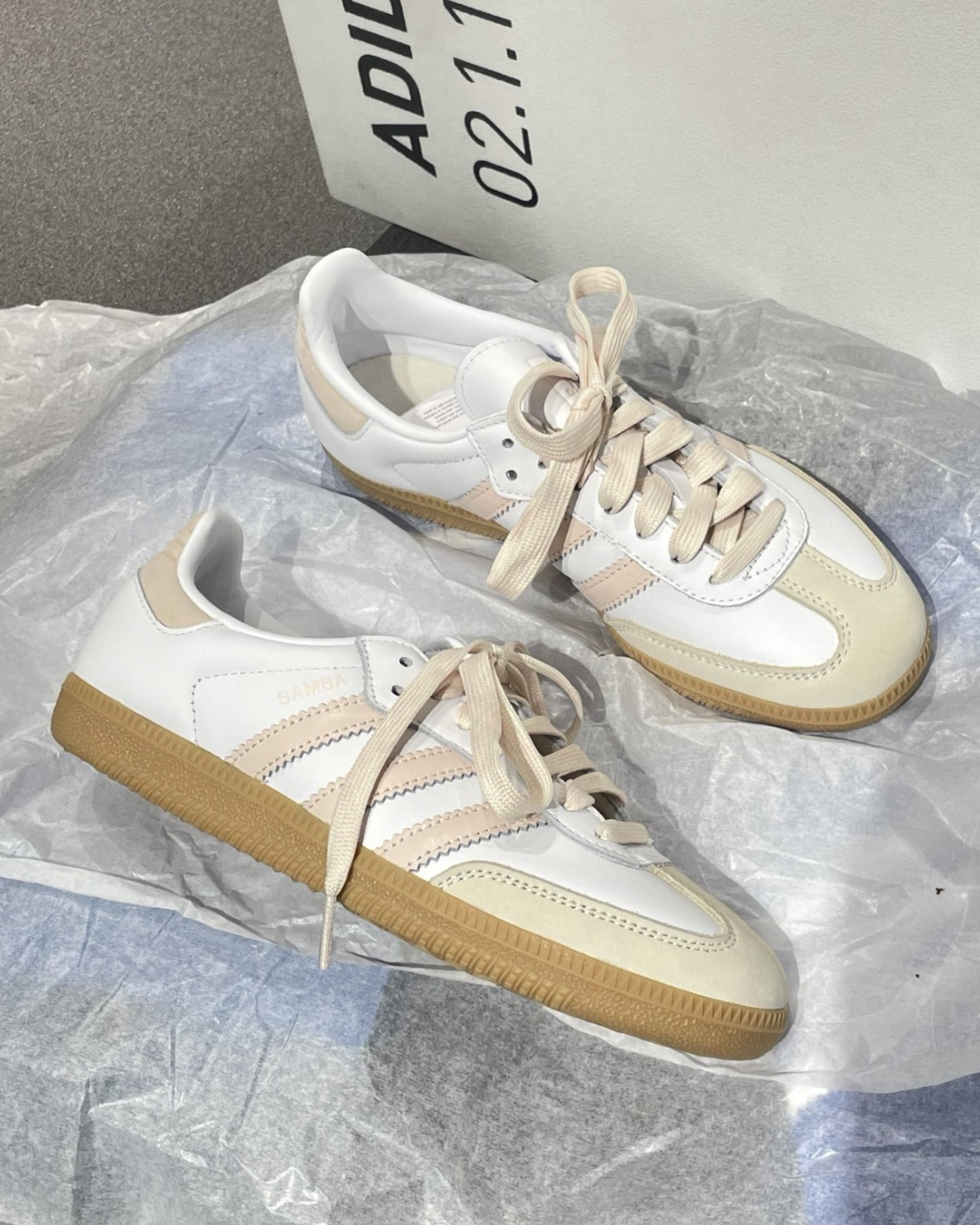 Adidas Samba OG 粉白 皮革 德訓鞋 休閒鞋