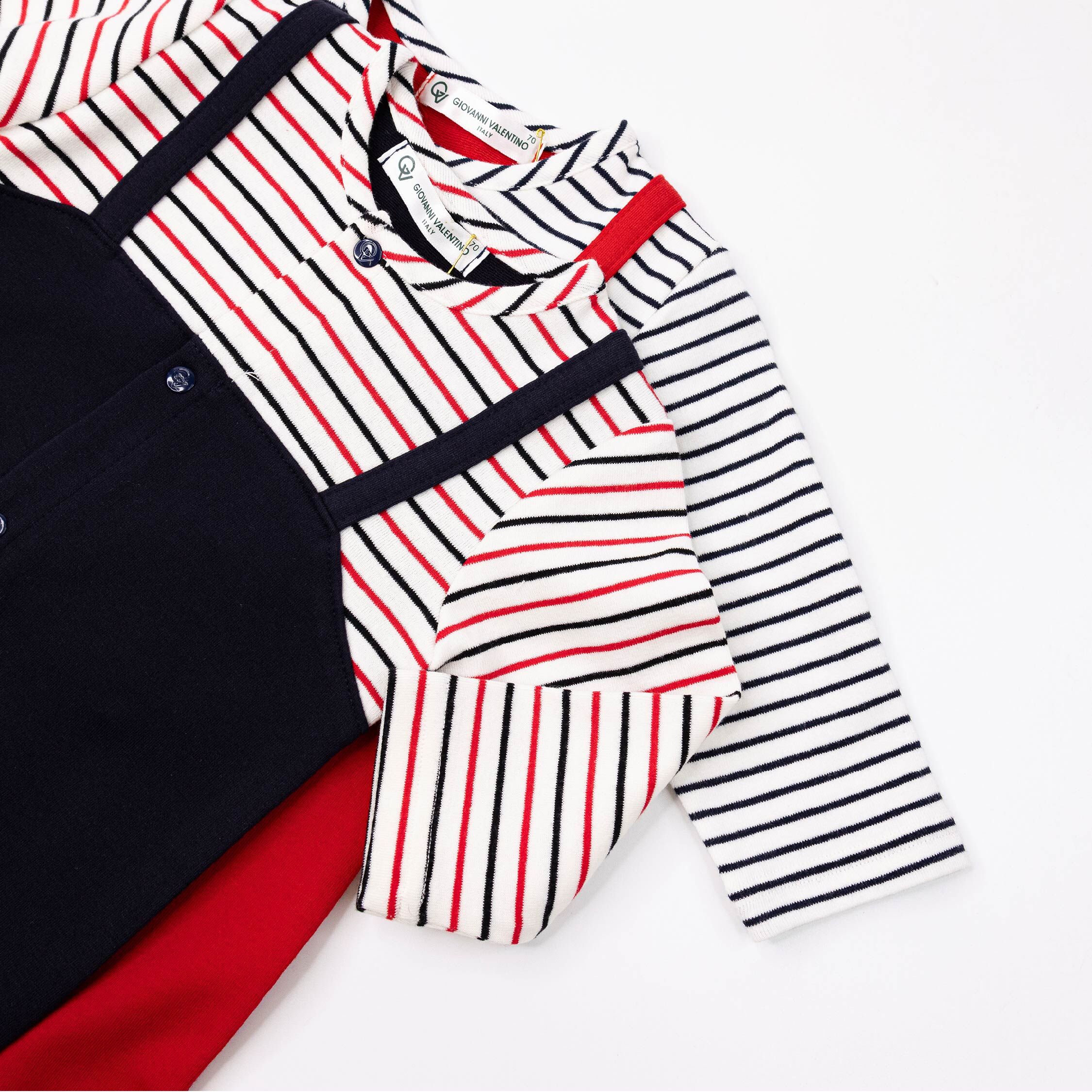 范侖鐵諾【32526】長頸鹿救護員條紋拼接連身裝/蝴蝶衣＊二色