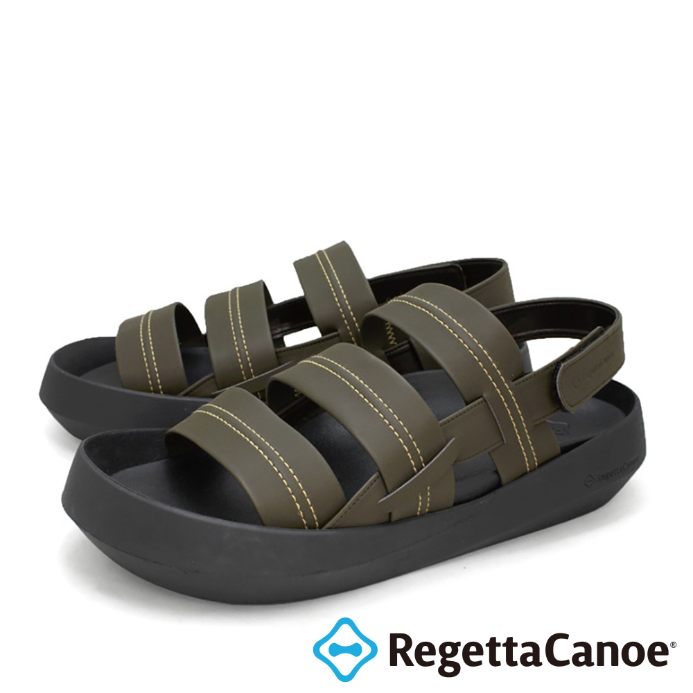 大阪樂步健康鞋 RegettaCanoe -輕量魔鬼氈後帶涼鞋CJEW7606(KHA-卡其色)