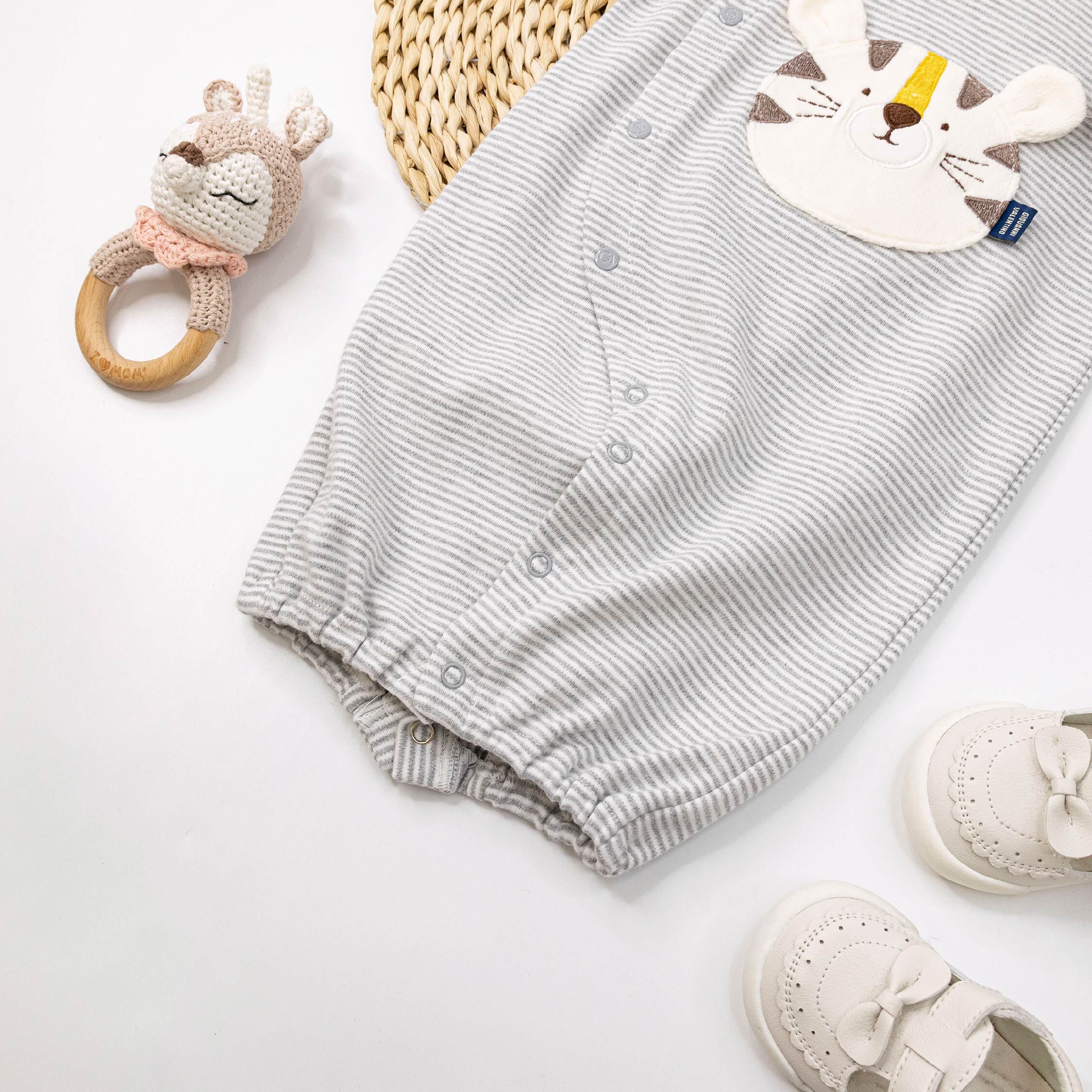 范侖鐵諾【32522】Q萌小老虎質感條紋連身裝/蝴蝶衣＊二色