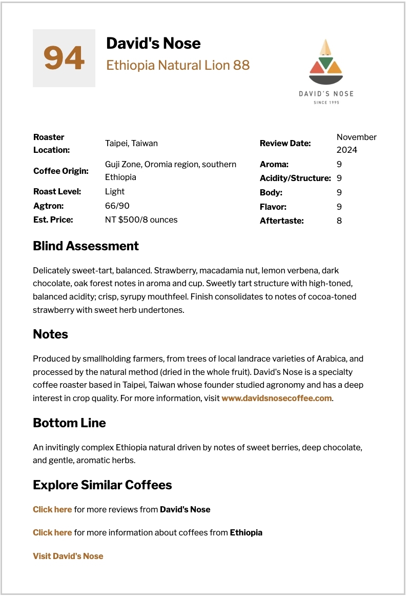 衣索比亞 獅子88 浸泡式咖啡隨身包（每盒12包）