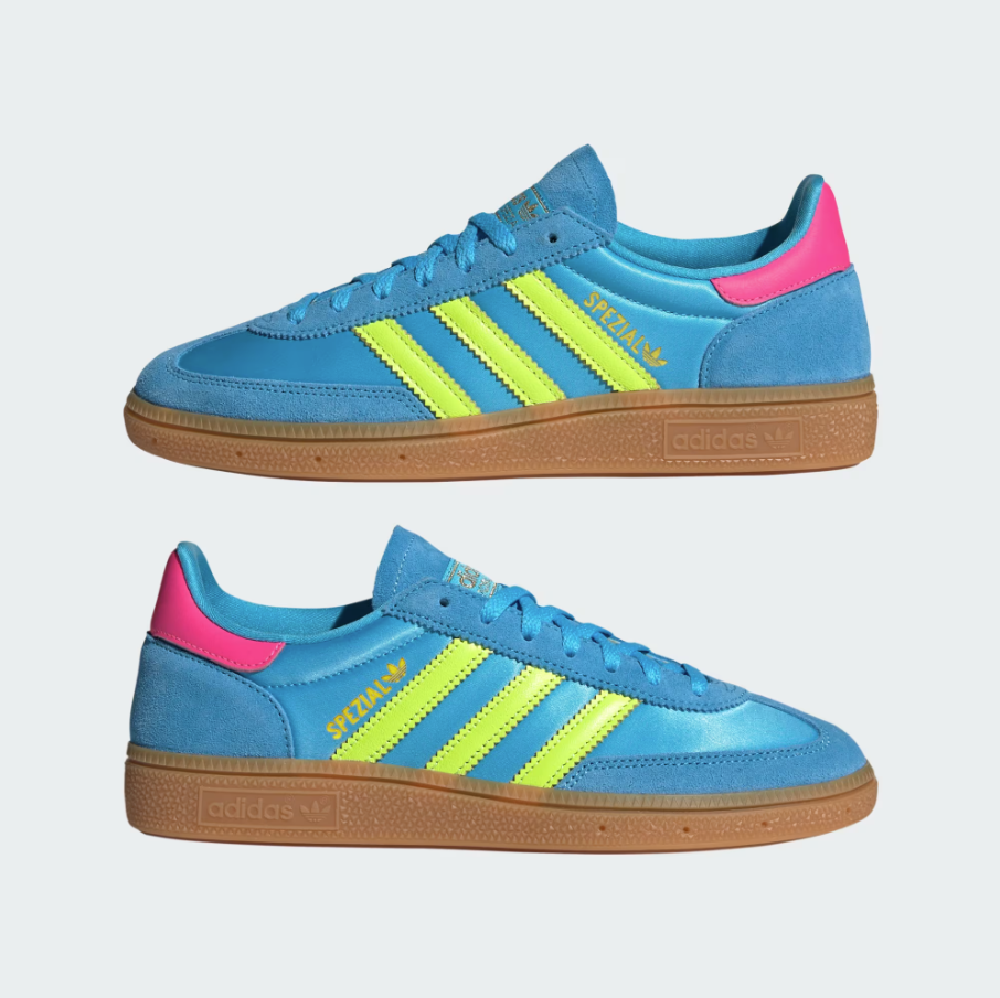 【 adidas HANDBALL SPEZIAL 復古絲緞鞋款 - 天空藍x黃粉 】