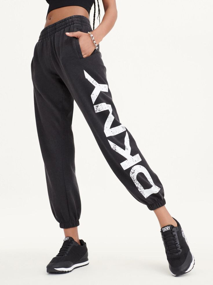 [S] DKNY CRACKLED LOGO JOGGER, BLACK, DP1P2833-BLK (SD26)