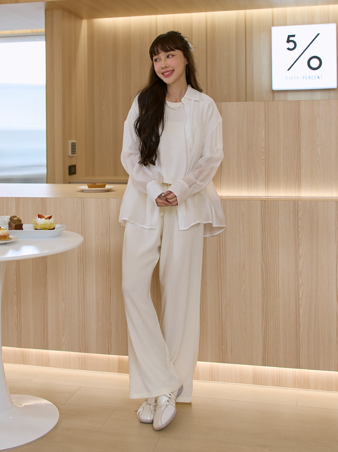 【2件799】【期間限定】簡約坑條抽繩直筒長褲