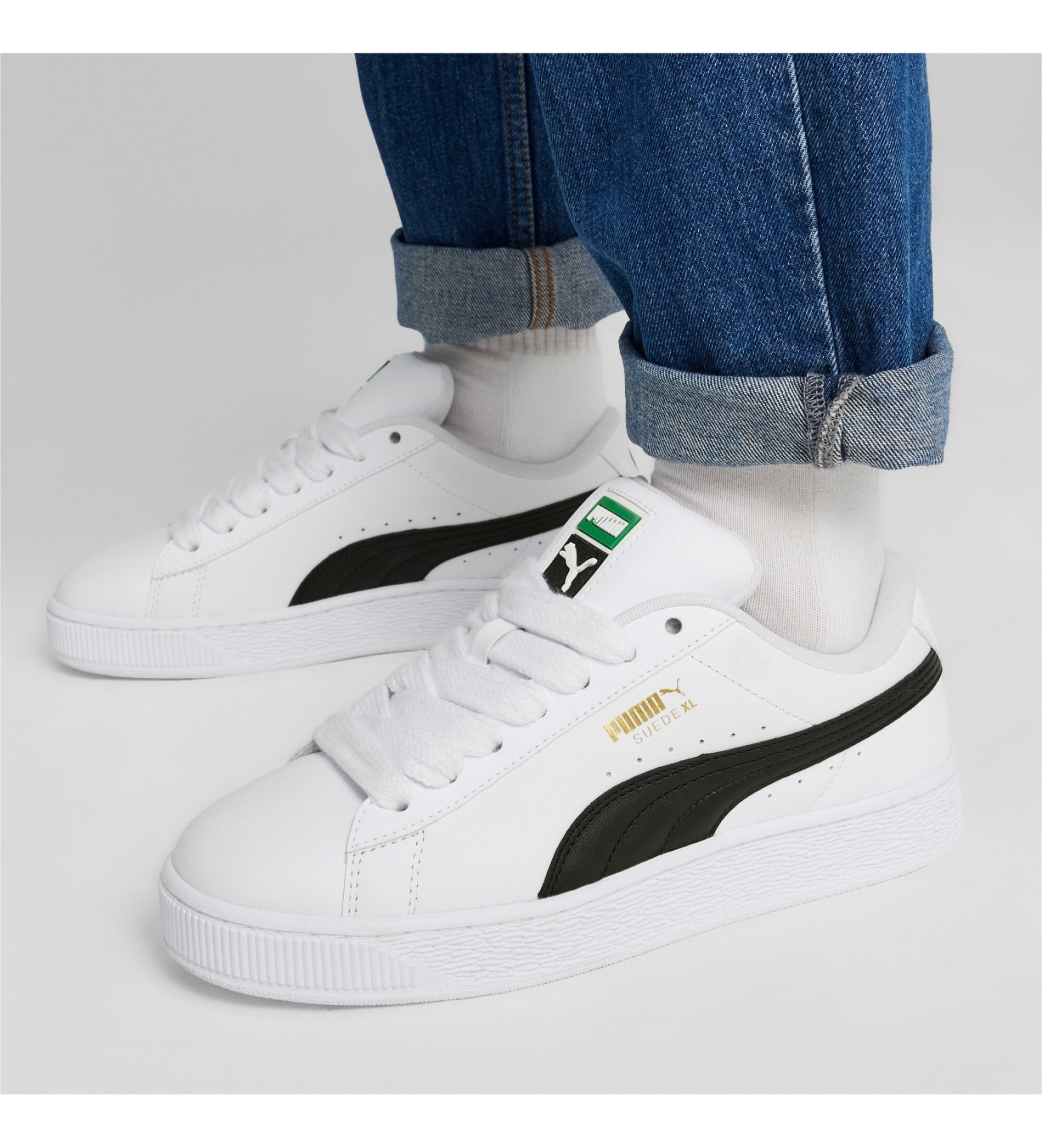 PUMA 休閒鞋 滑板鞋 SUEDE XL LTH 白黑金標 胖鞋帶 男女 39725502