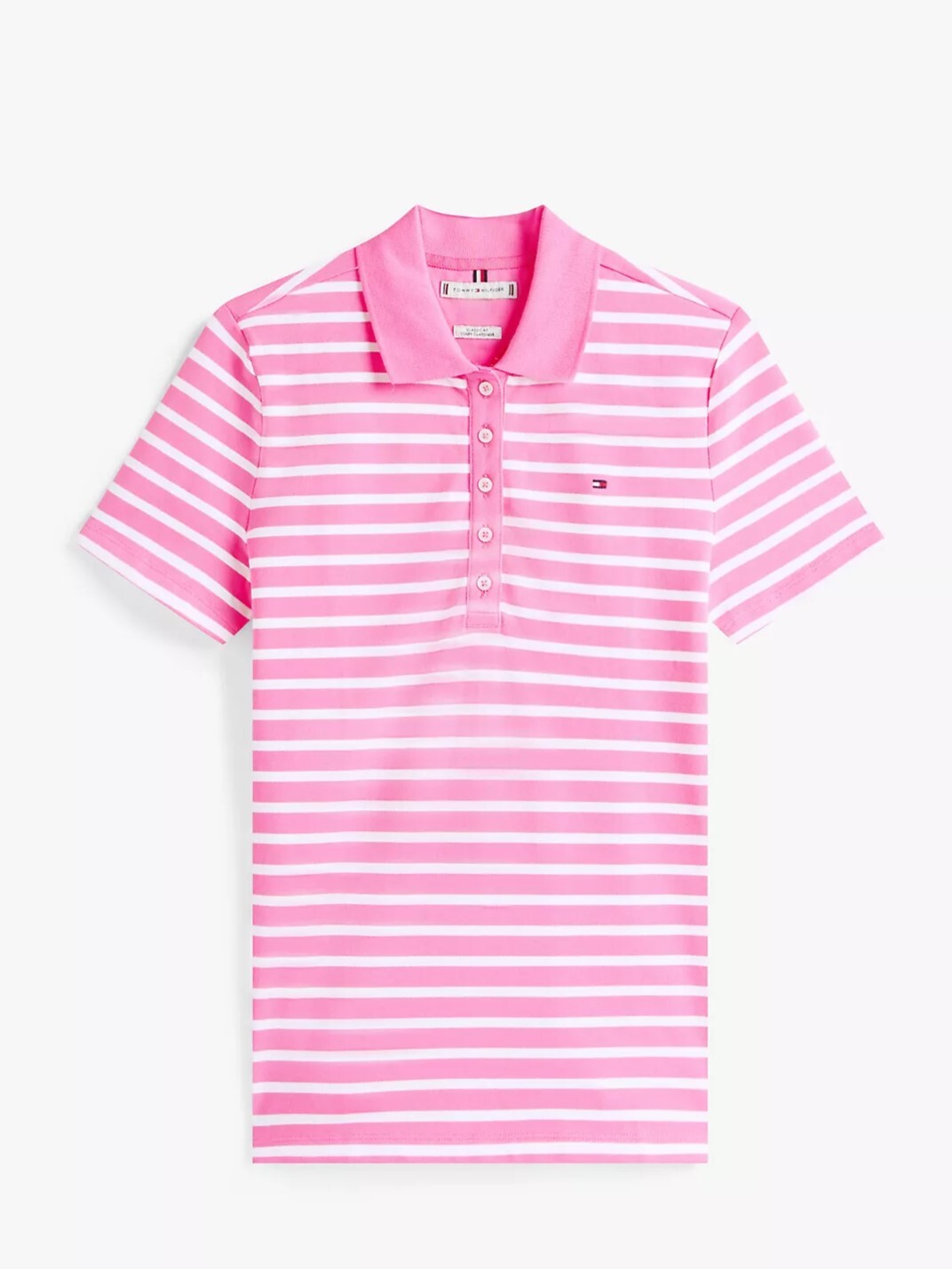 [S] TOMMY HILFIGER FANDANGO PINK CLASSIC FIT STRIPE STRETCH COTTON POLO, 76J5200-650 (STH1385)