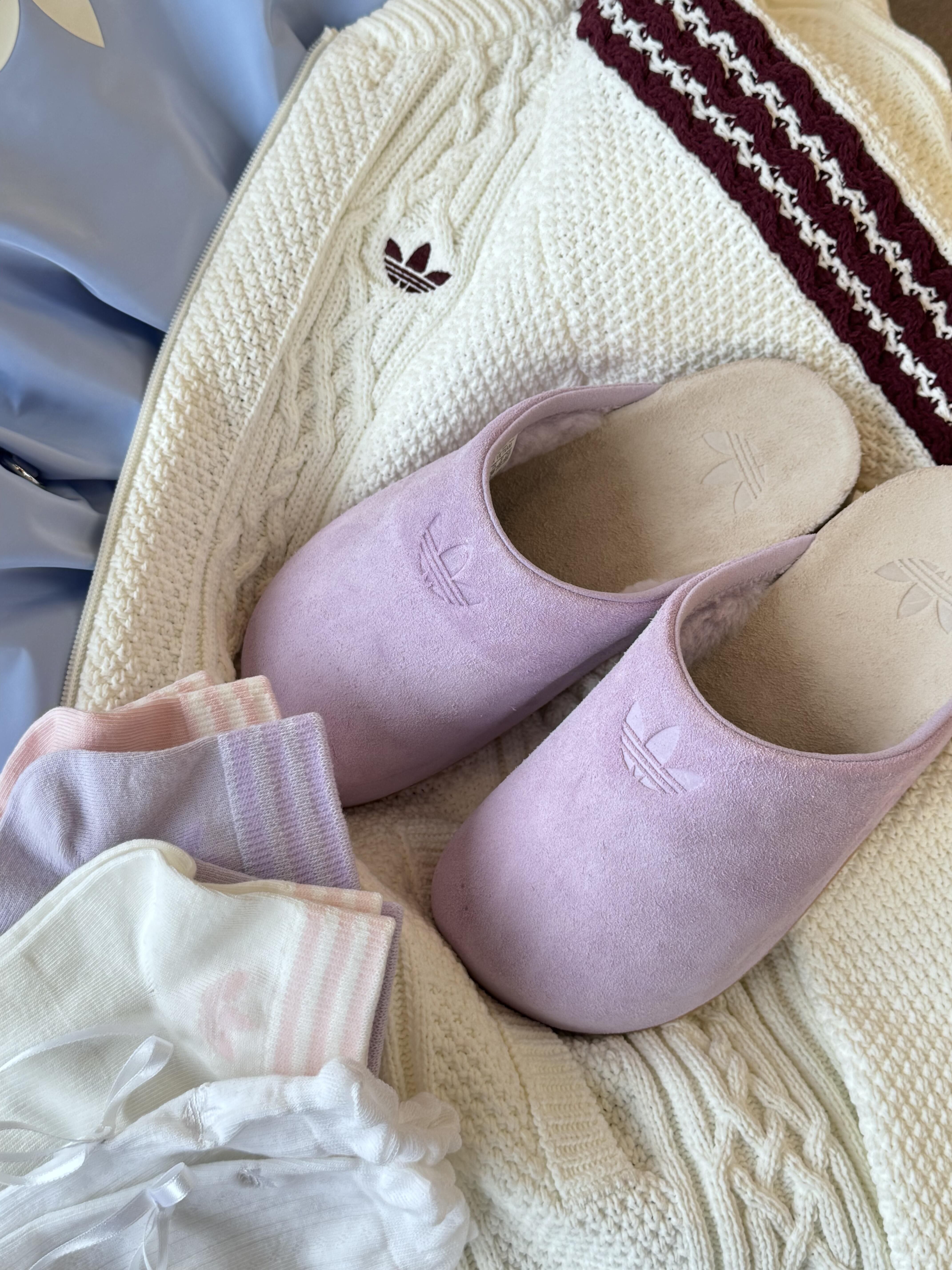 Adidas Originals Adimule 毛絨勃肯鞋 穆勒鞋 軟木底 涼拖鞋 懶人鞋 麂皮 香芋紫 紫色 JP8732 /預購