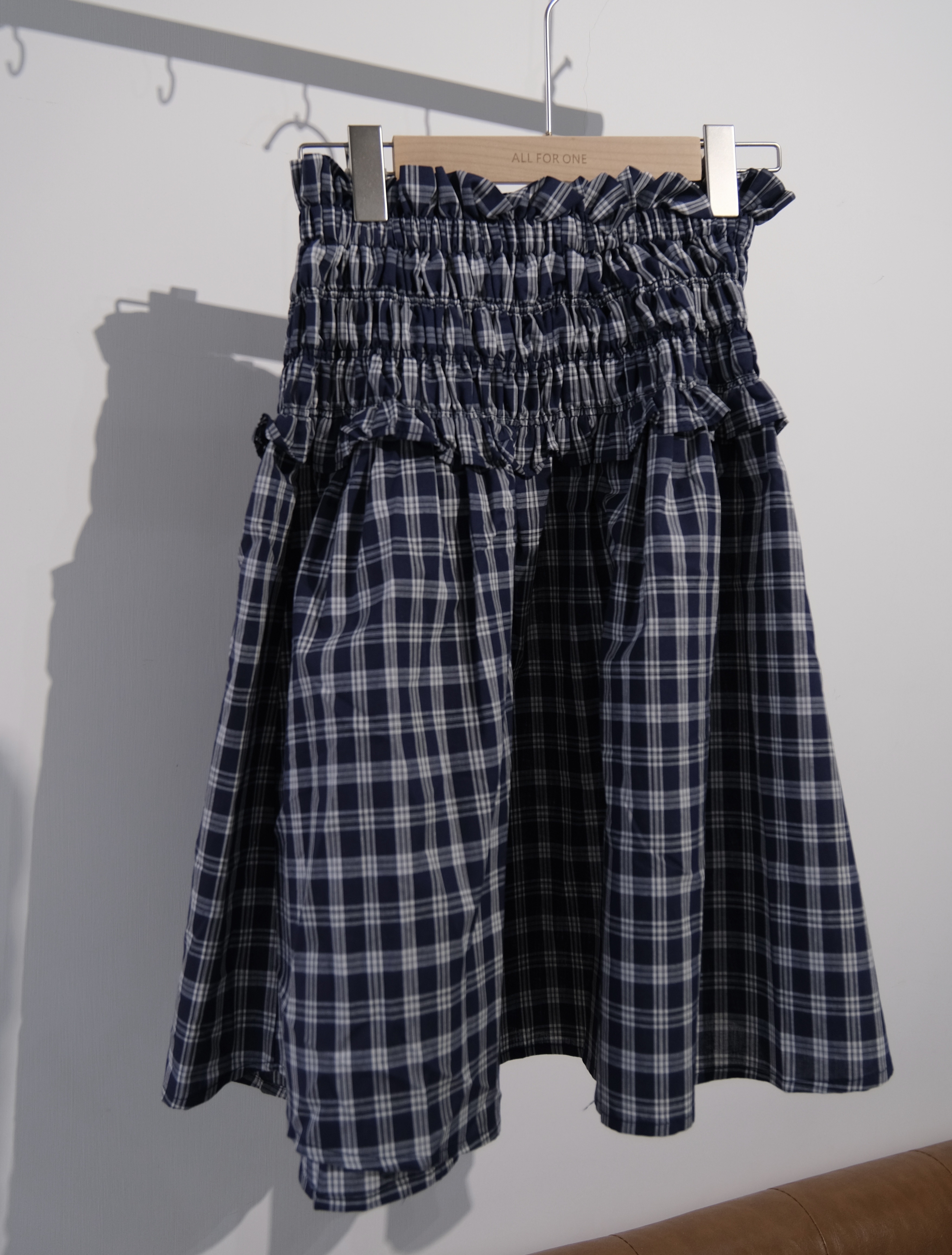 限量 2WAYS橡筋RUFFLE格子TOP/SK