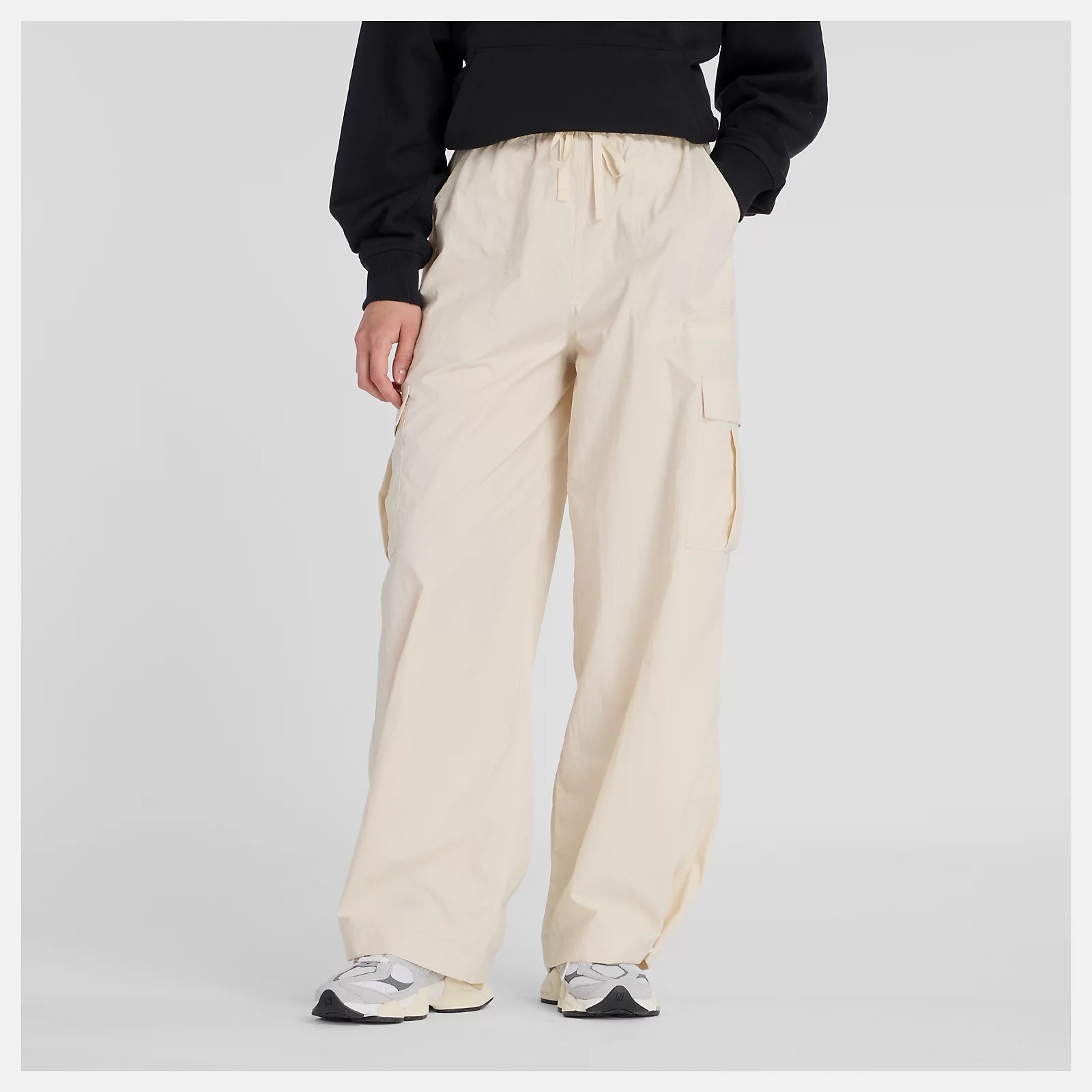 NEW BALANCE 長褲 NB 米白 寬版 平織 工裝長褲 女 AWP53504LIN