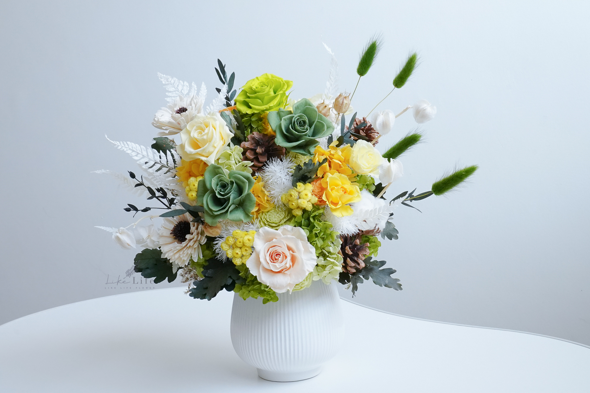 莫內 草地上的午餐永生花盆栽,開幕盆栽,代客送花服務,永生花盆栽