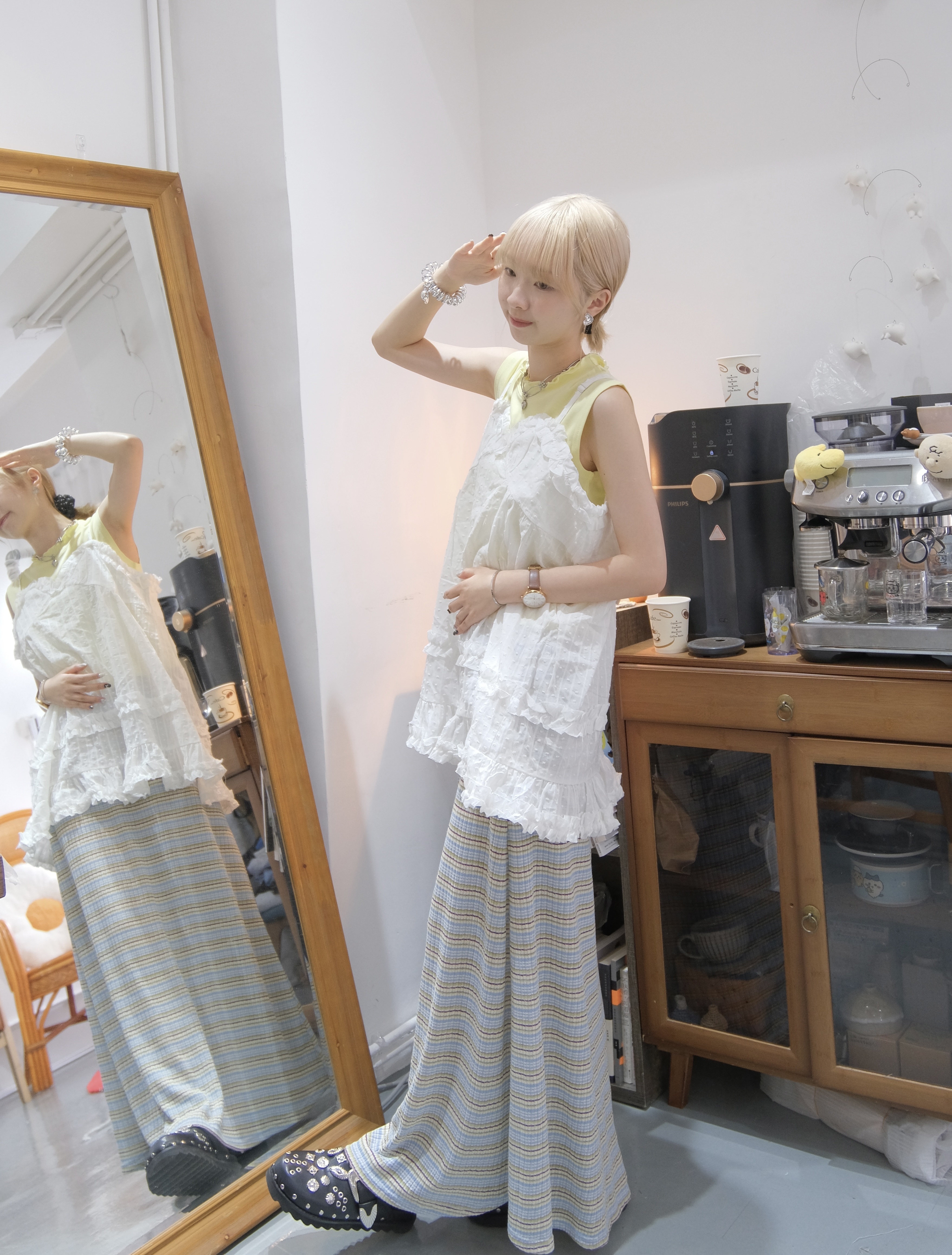 點點紋RUFFLE胸罩形長LAYER