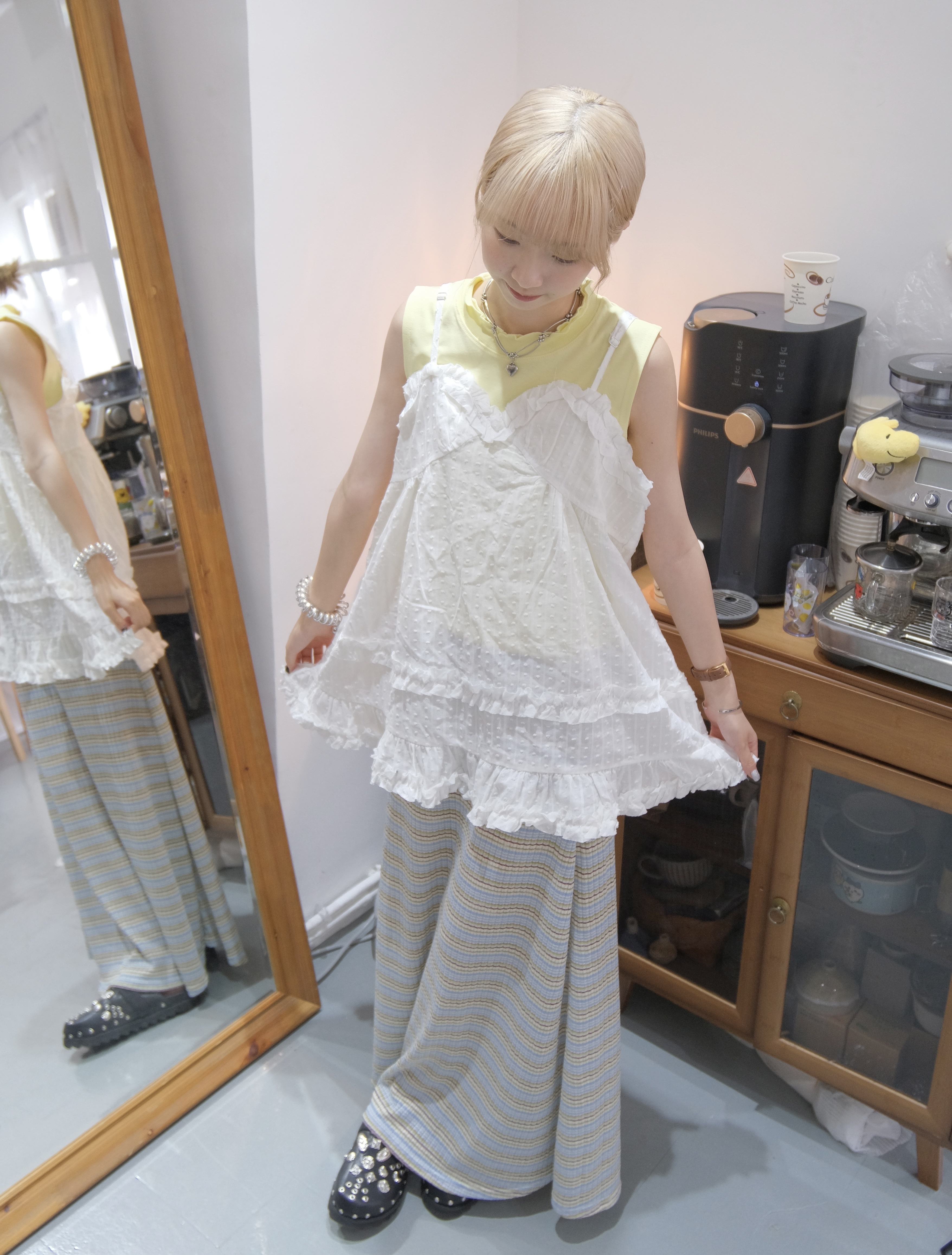 點點紋RUFFLE胸罩形長LAYER