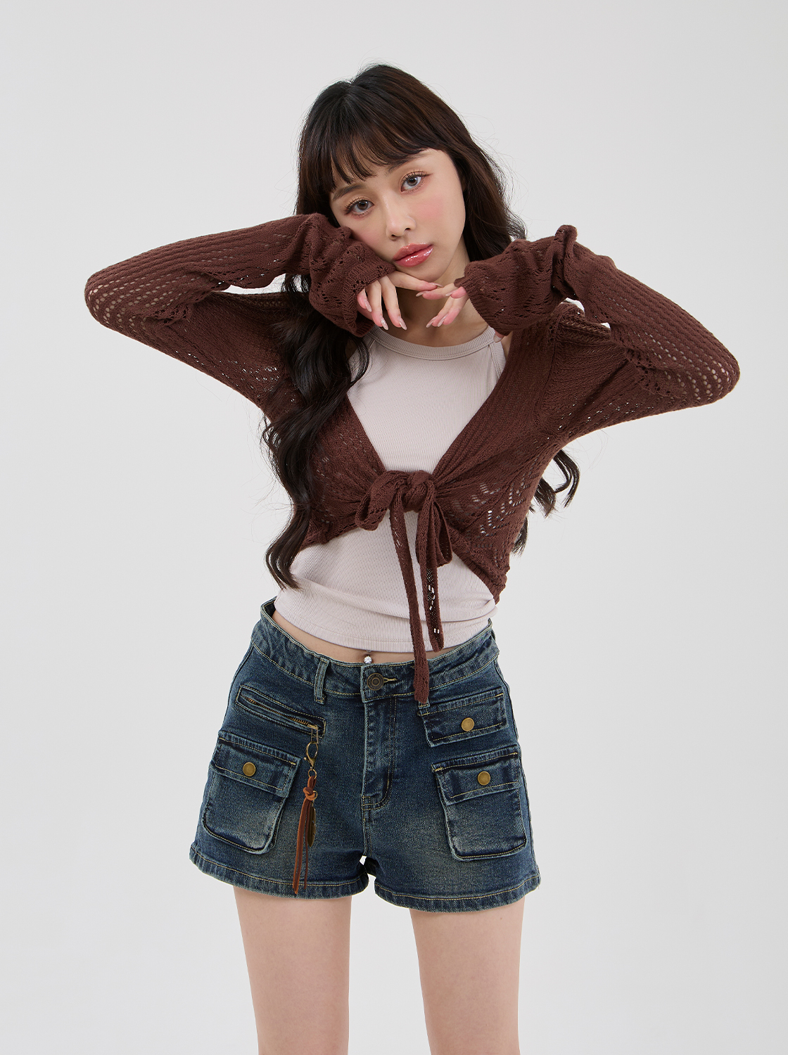 胸口綁結長袖上衣