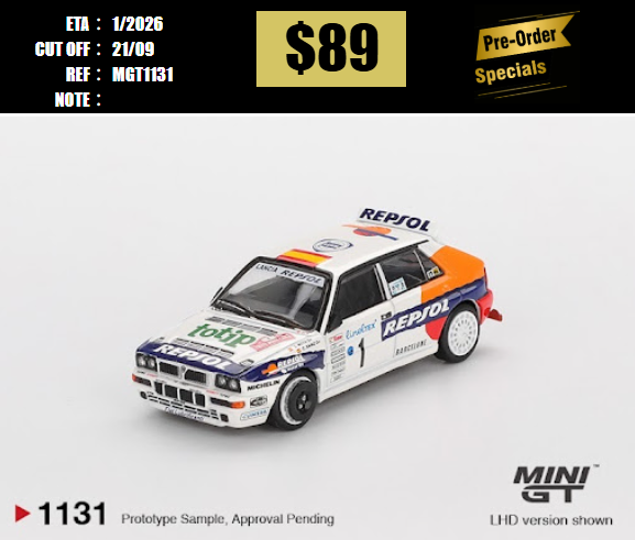 PO-$89 * MINI GT * 1:64 1131 Lancia Delta HF Integrale Evoluzione #1 1993 Rallye Monte-Carlo LHD [OD08/09]