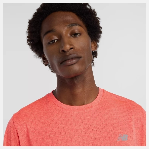 NEW BALANCE 短T NB 橘紅 機能 排汗 短袖 上衣 男 MT41253URR